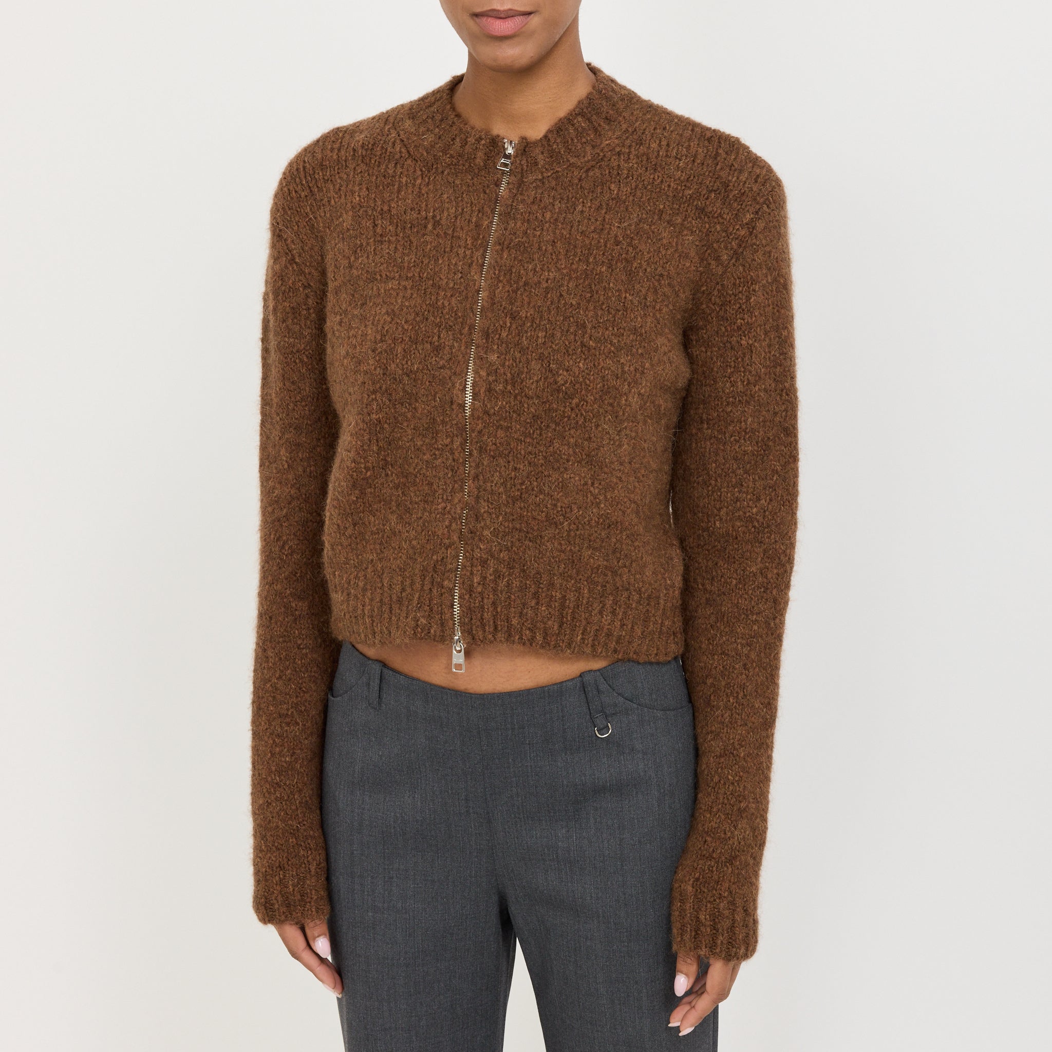 Hasta Luego Zip Sweater Brown