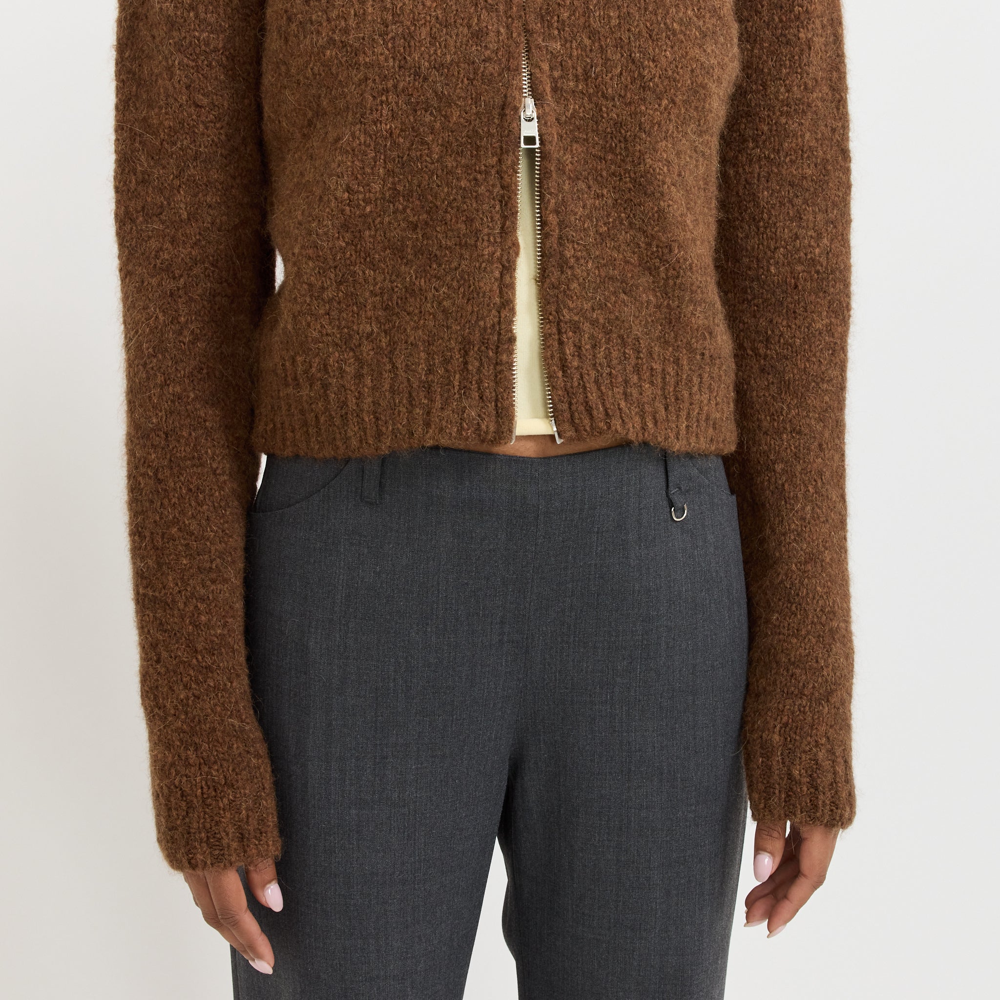 Hasta Luego Zip Sweater Brown