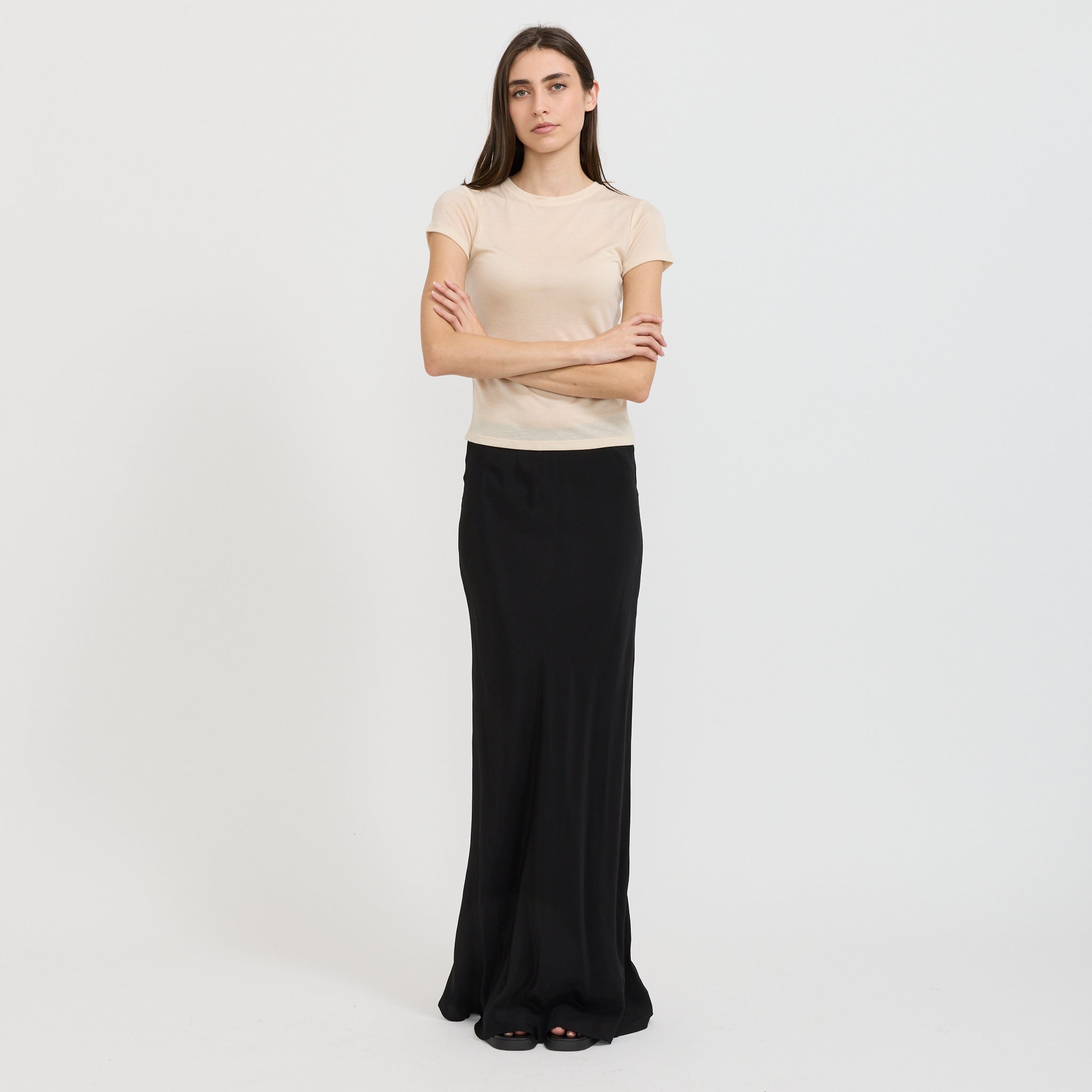 Paris Georgia | Bias Half Slip Silk Skirt Black | Maplestore
