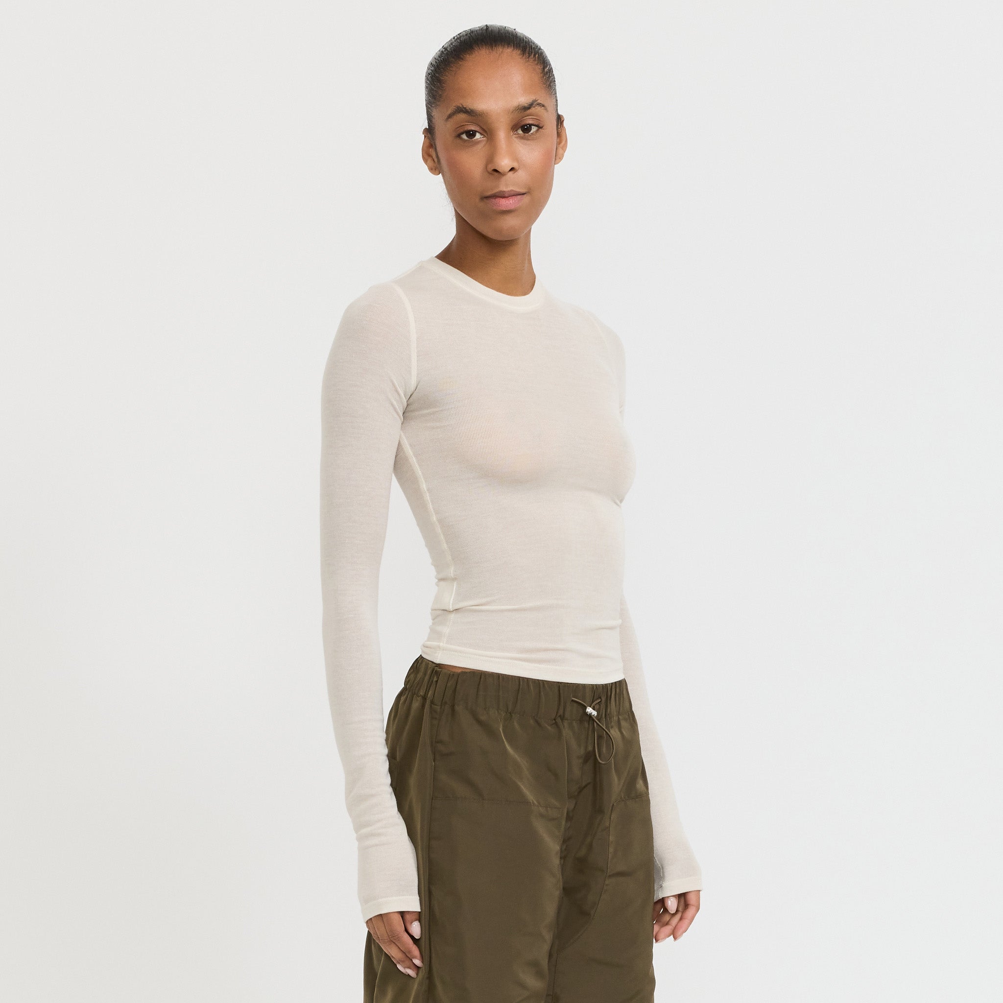 Paris Georgia | Sheer Long Sleeve Top Cream | Maplestore