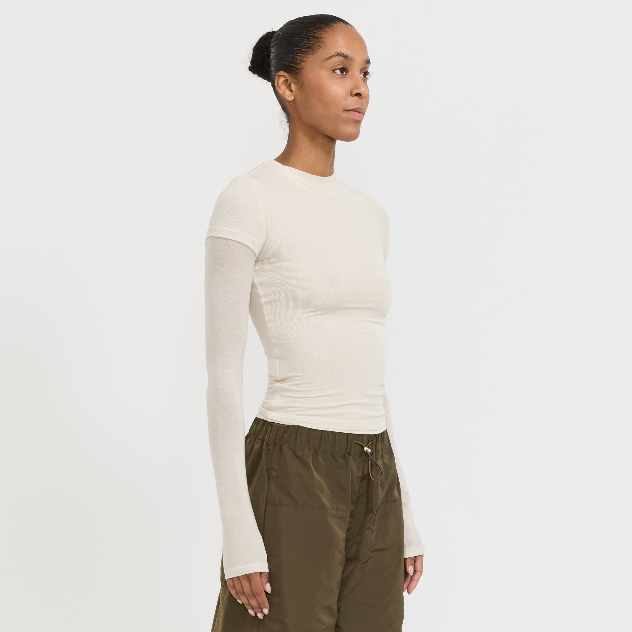 Paris Georgia | Sheer Long Sleeve Top Cream | Maplestore