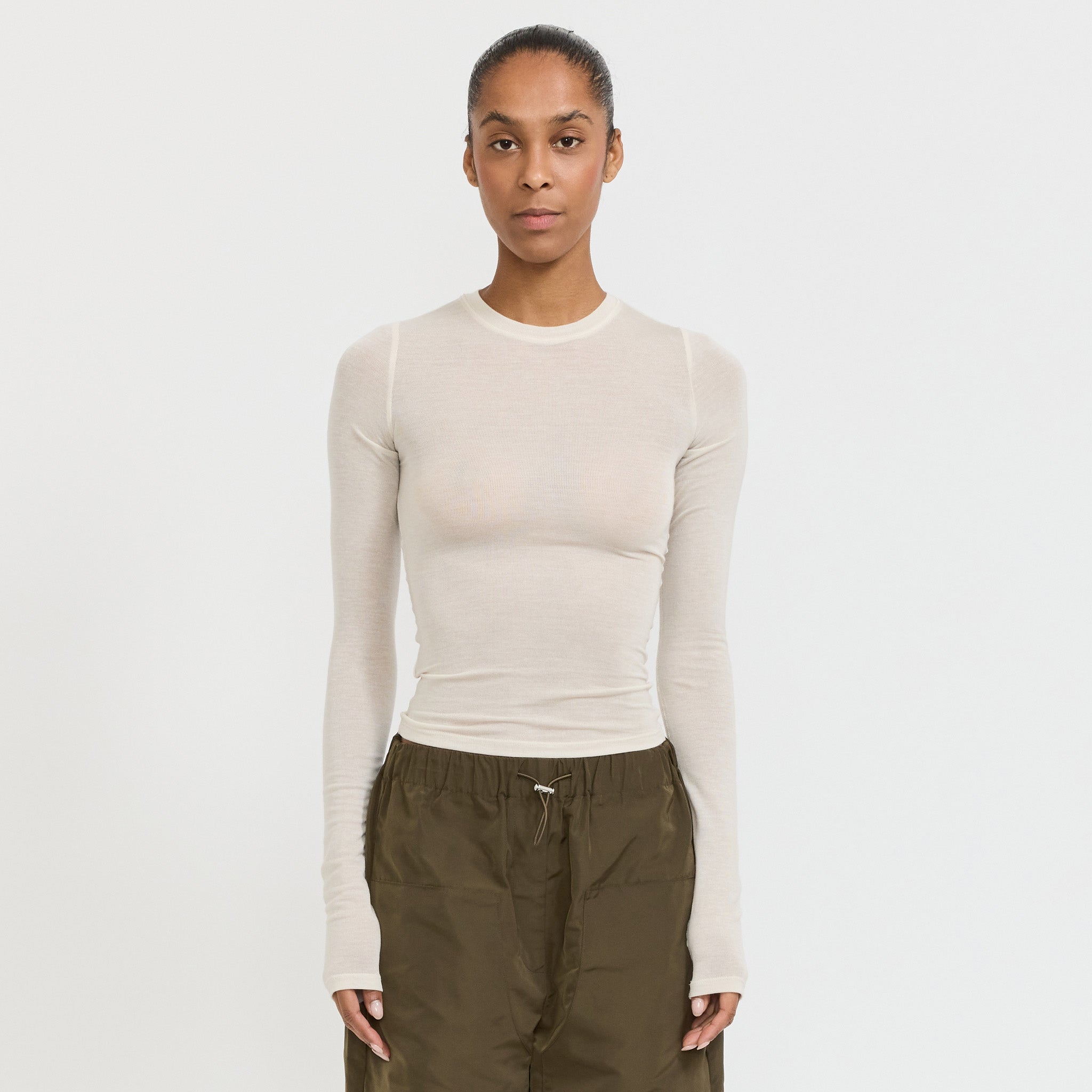 Paris Georgia | Sheer Long Sleeve Top Cream | Maplestore