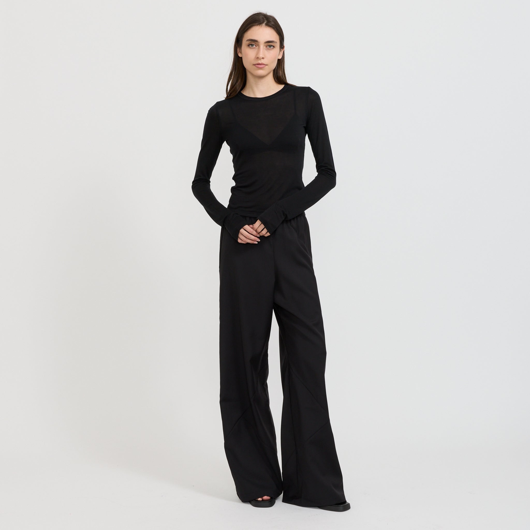 Paris Georgia | Sheer Long Sleeve Top Black | Maplestore