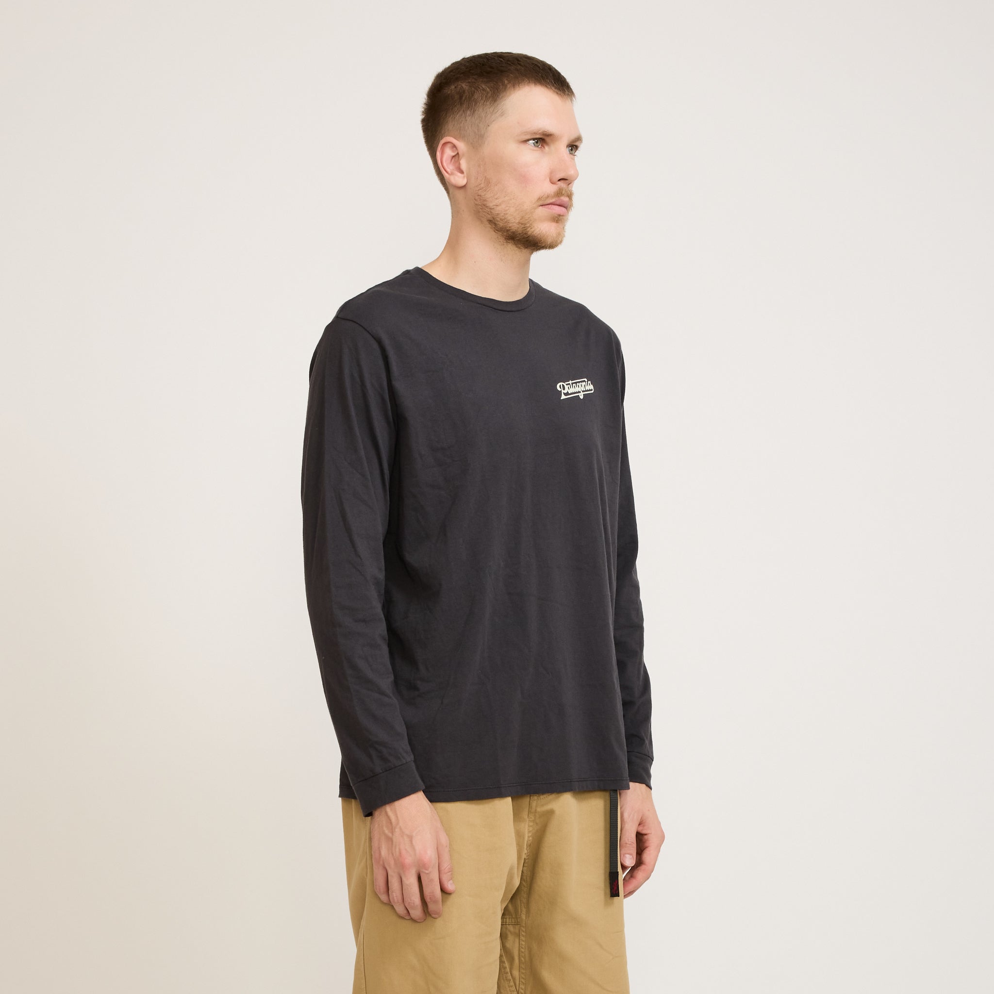 Patagonia | L/S Glider Type Organic T-Shirt Ink Black | Maplestore