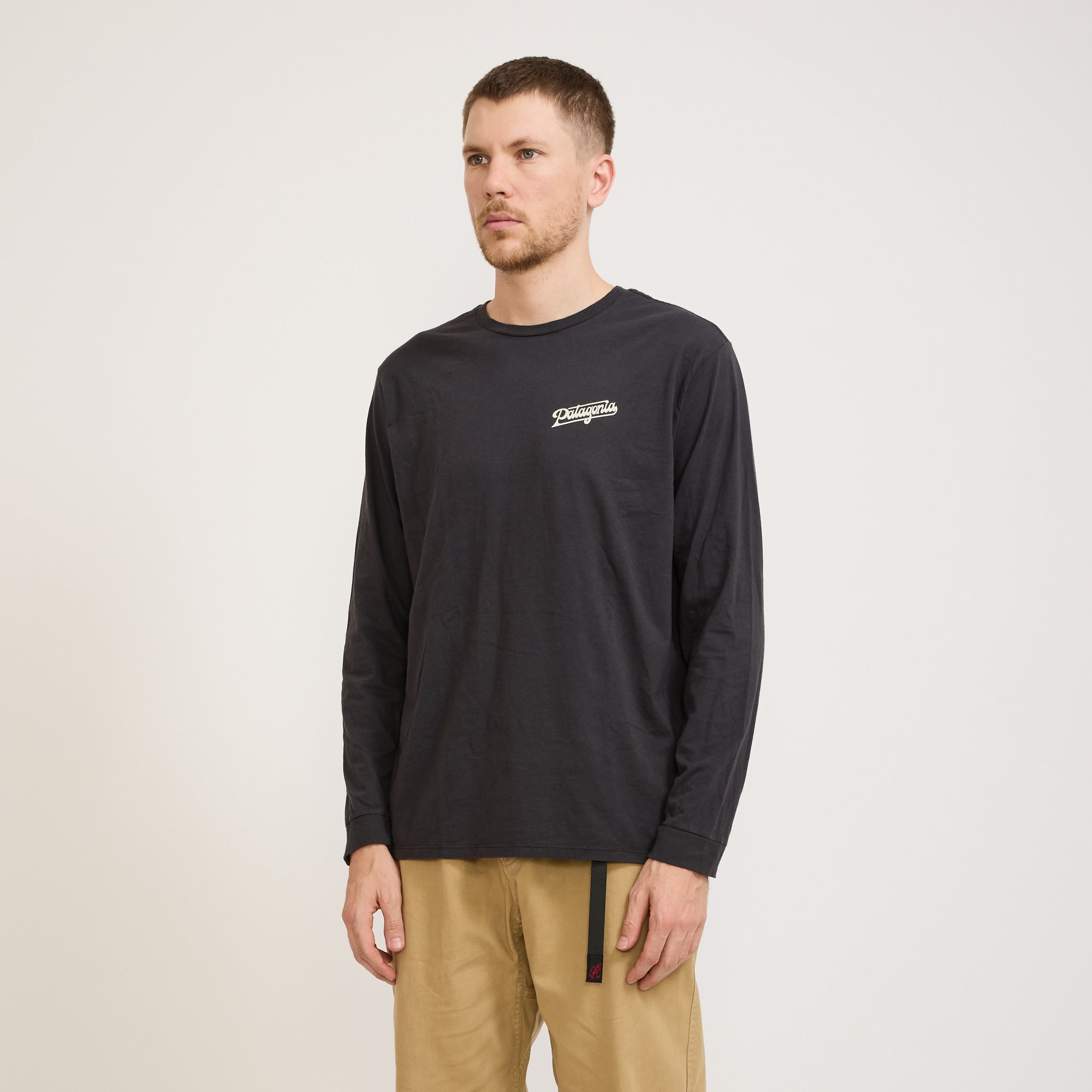 Patagonia | L/S Glider Type Organic T-Shirt Ink Black | Maplestore