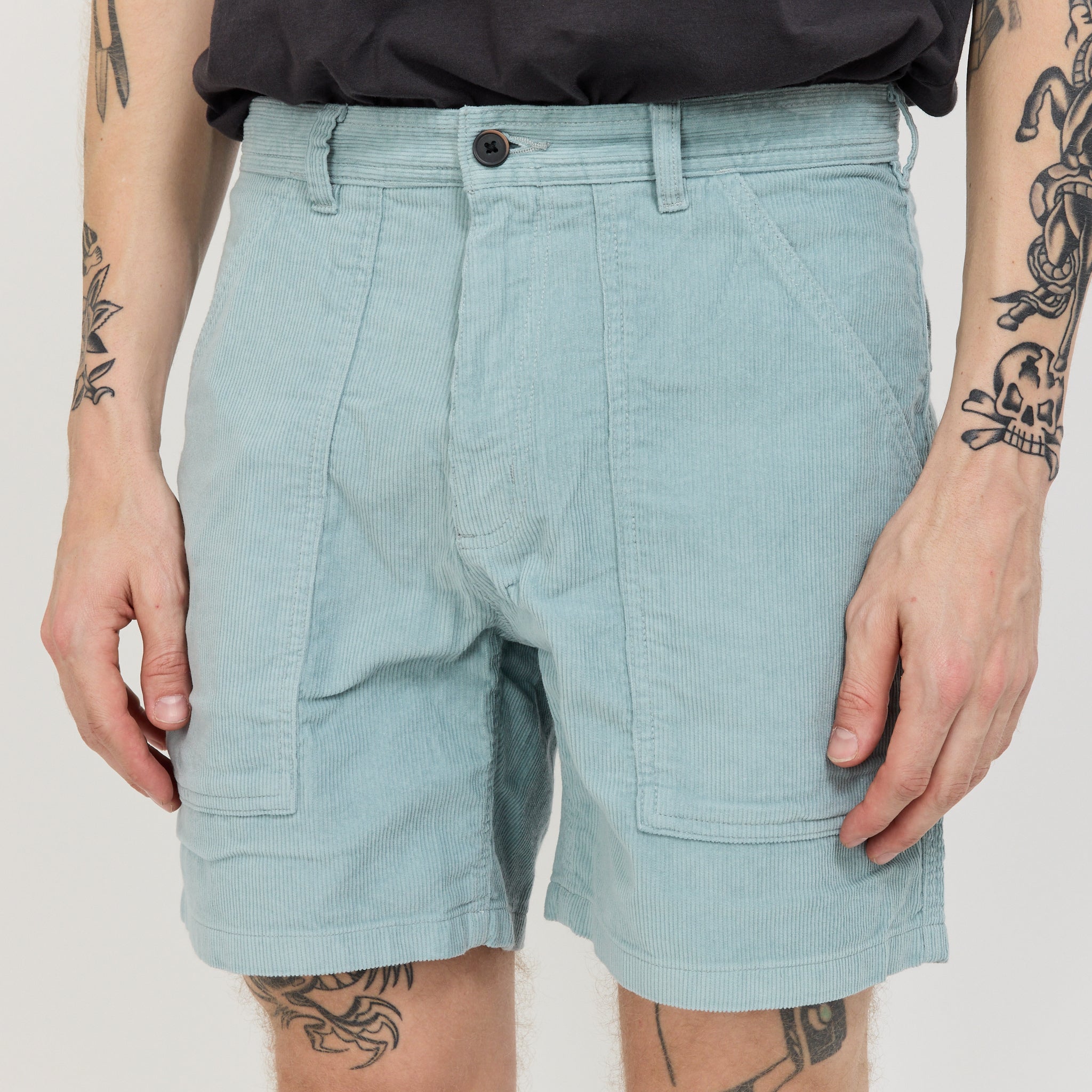 Organic Cotton Cord Utility Shorts - 6 in. Thermal Blue