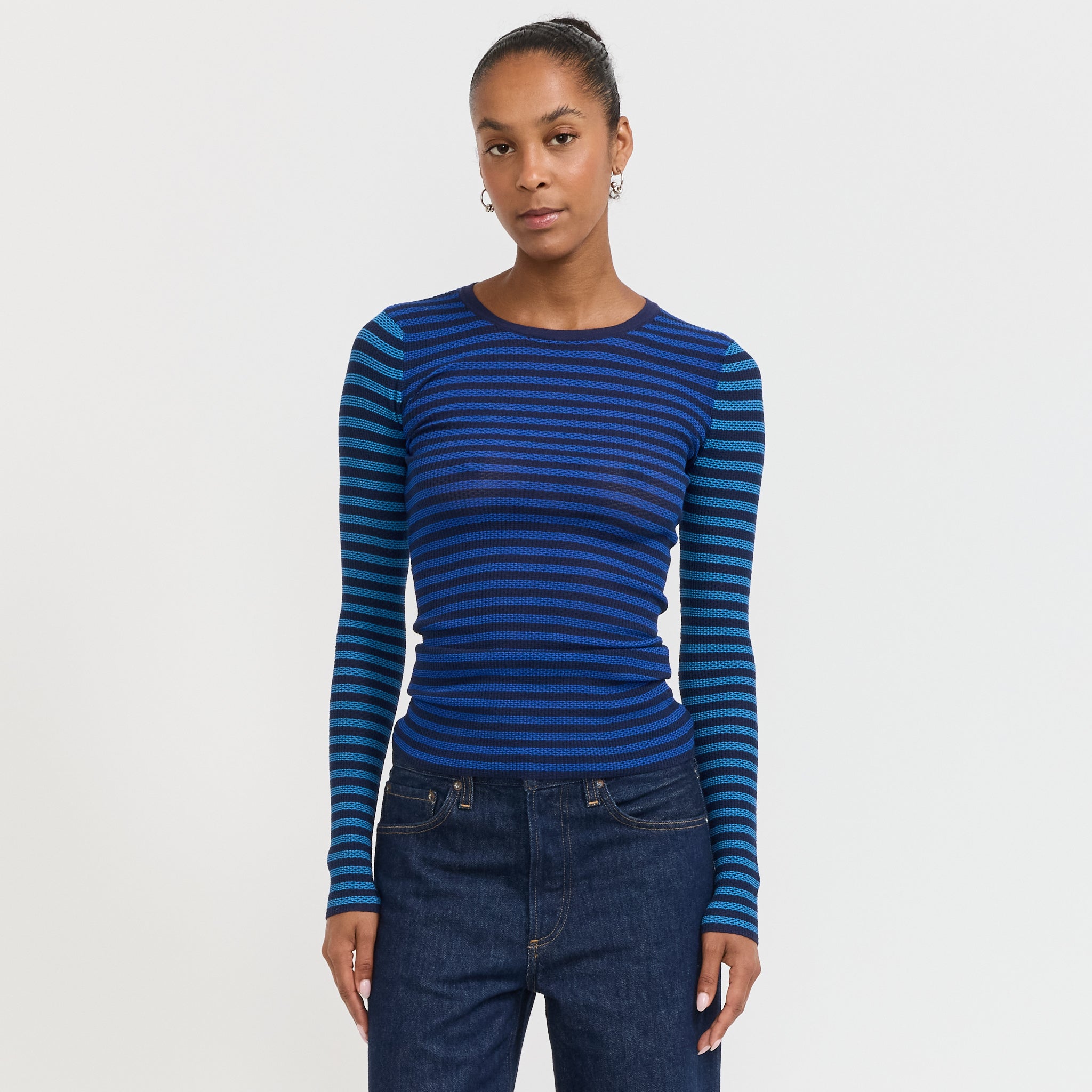 Peachy Den | Elise Stripe Top Navy Stripe | Maplestore