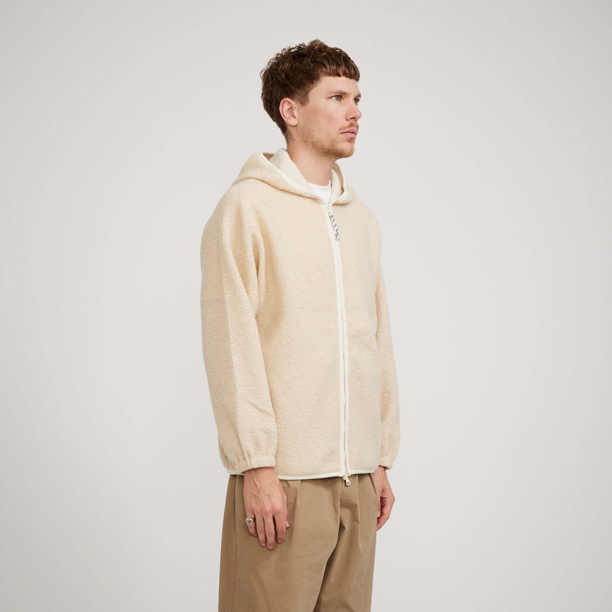 Pilgrim Surf Supply | Leo Wool Fleece Zip Hoodie Natural | Maplestore
