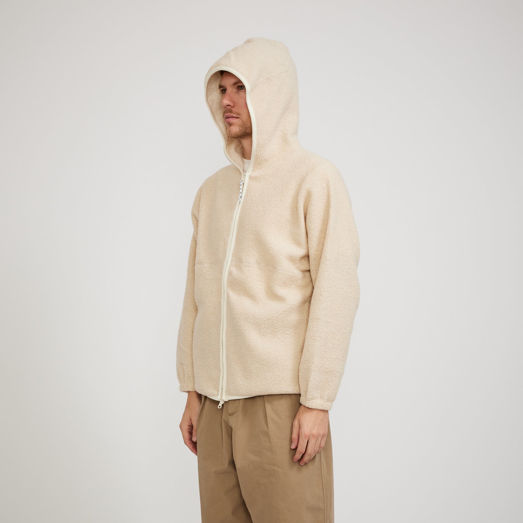 Pilgrim Surf Supply | Leo Wool Fleece Zip Hoodie Natural | Maplestore