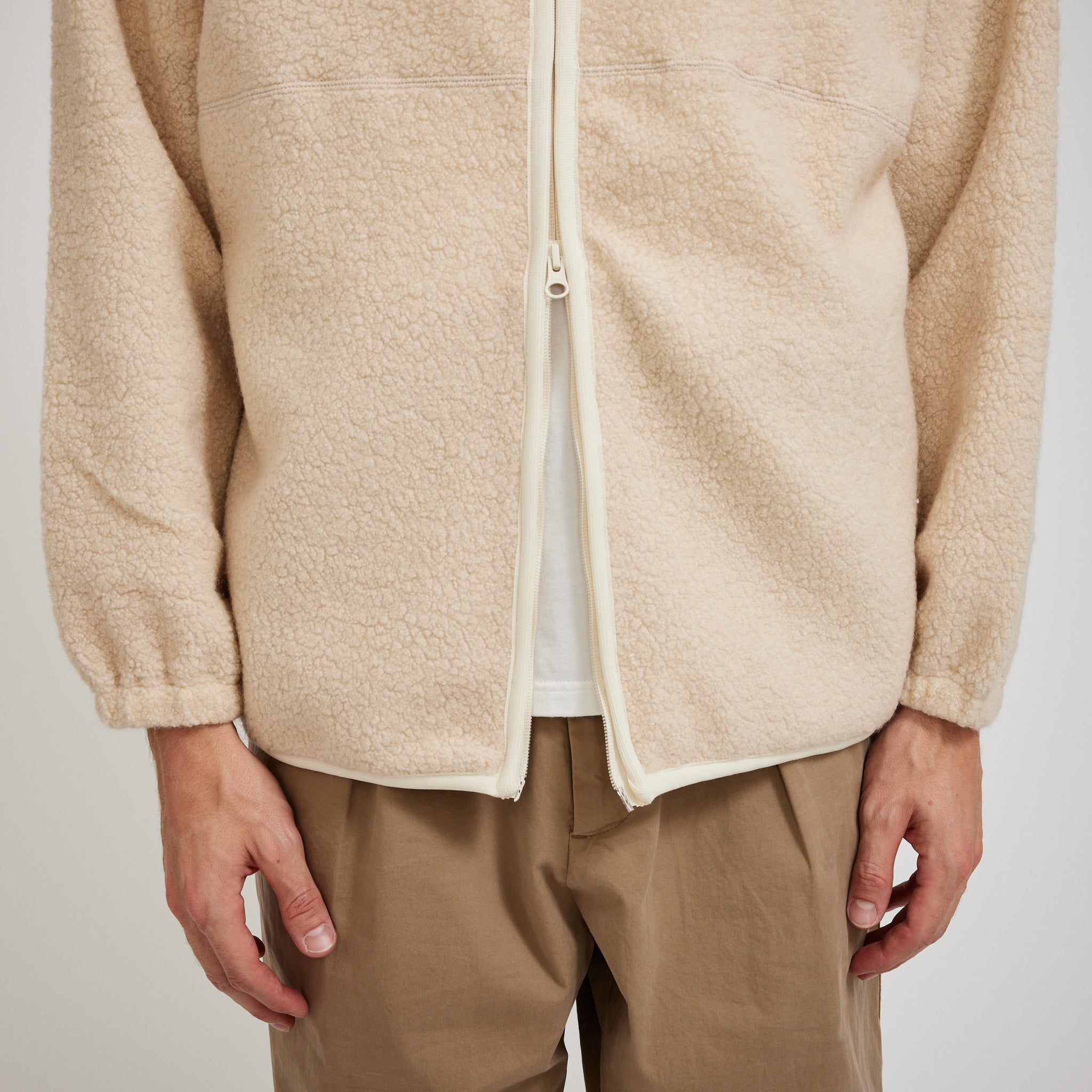 Pilgrim Surf Supply | Leo Wool Fleece Zip Hoodie Natural | Maplestore