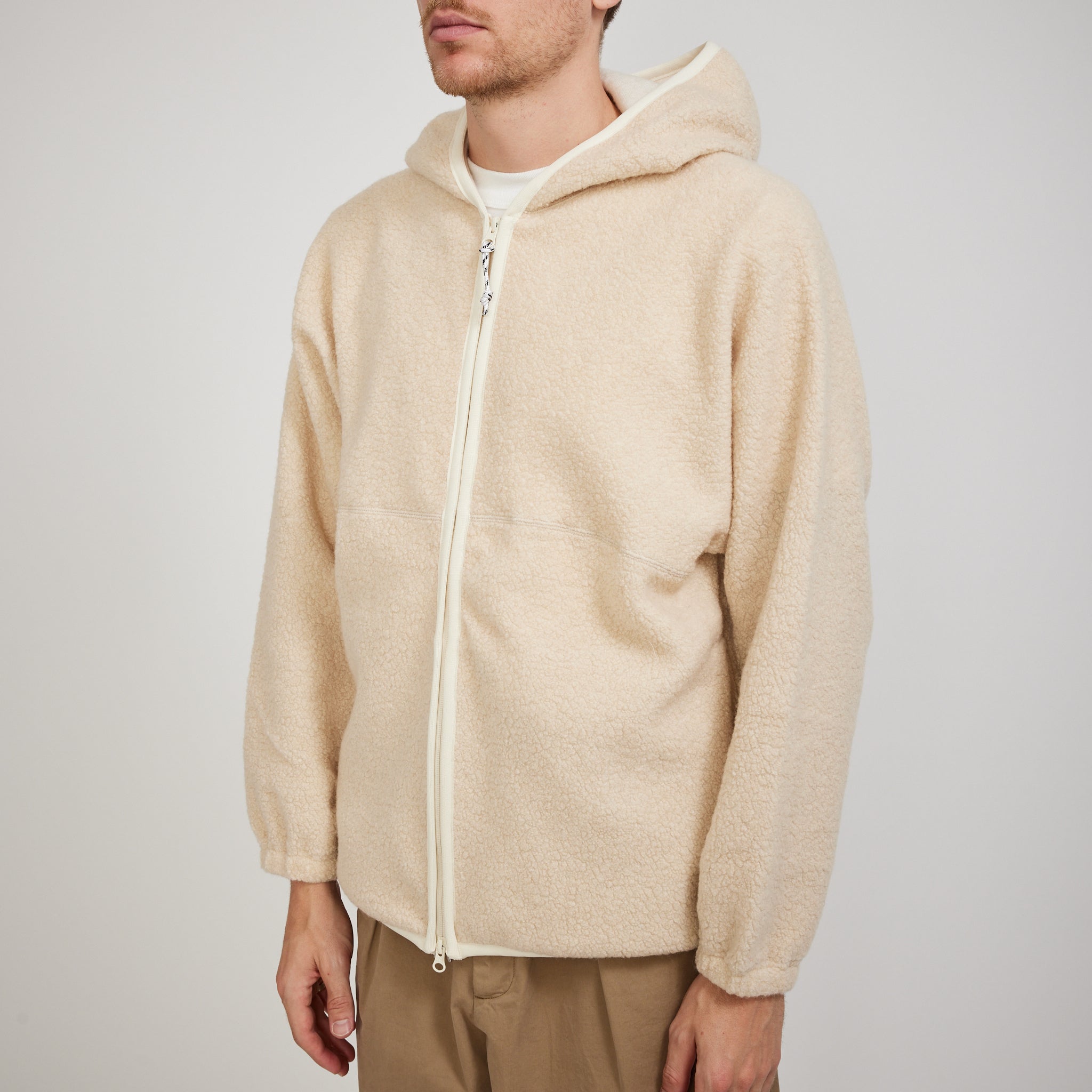 Pilgrim Surf Supply | Leo Wool Fleece Zip Hoodie Natural | Maplestore