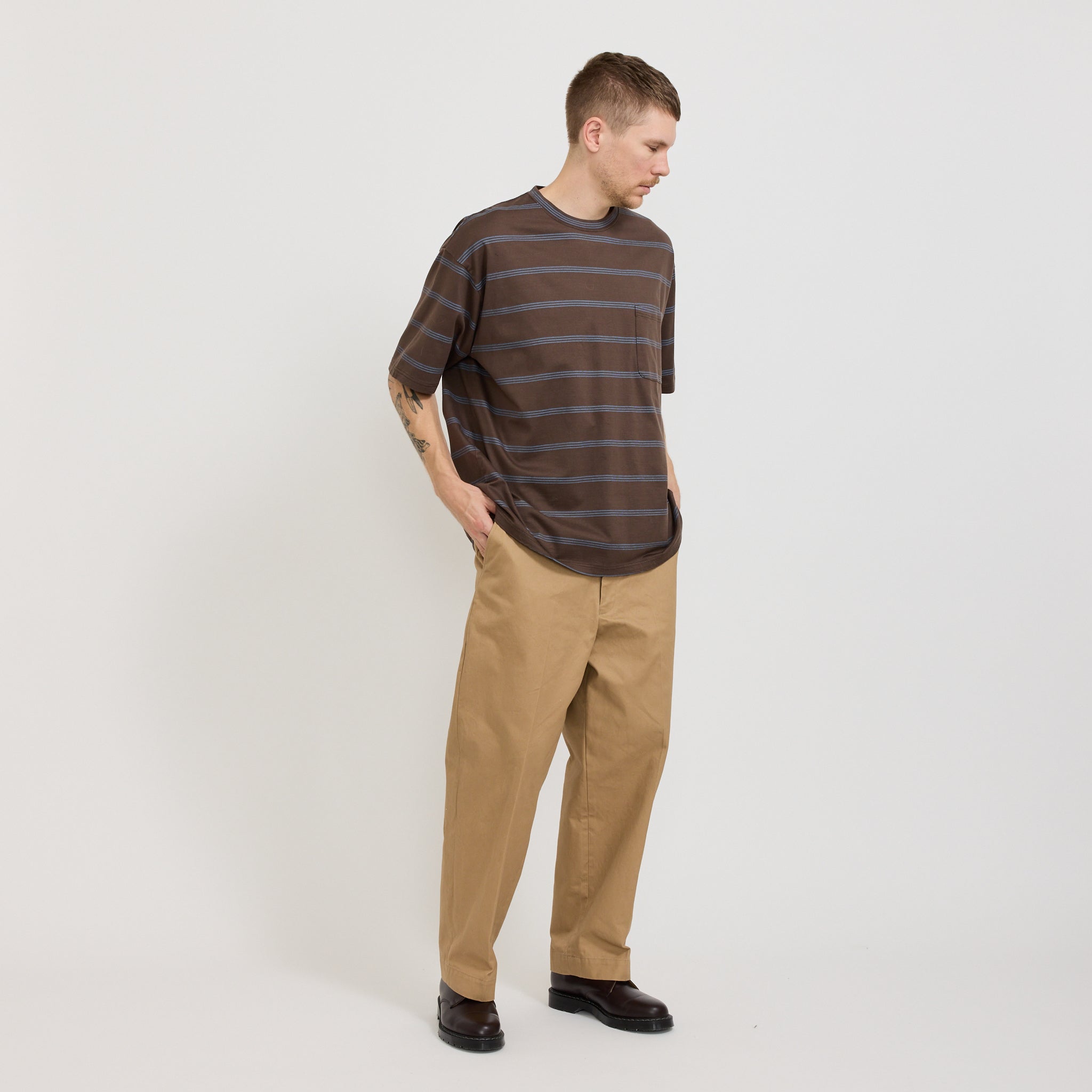 Mickey Stripe Tee Brown