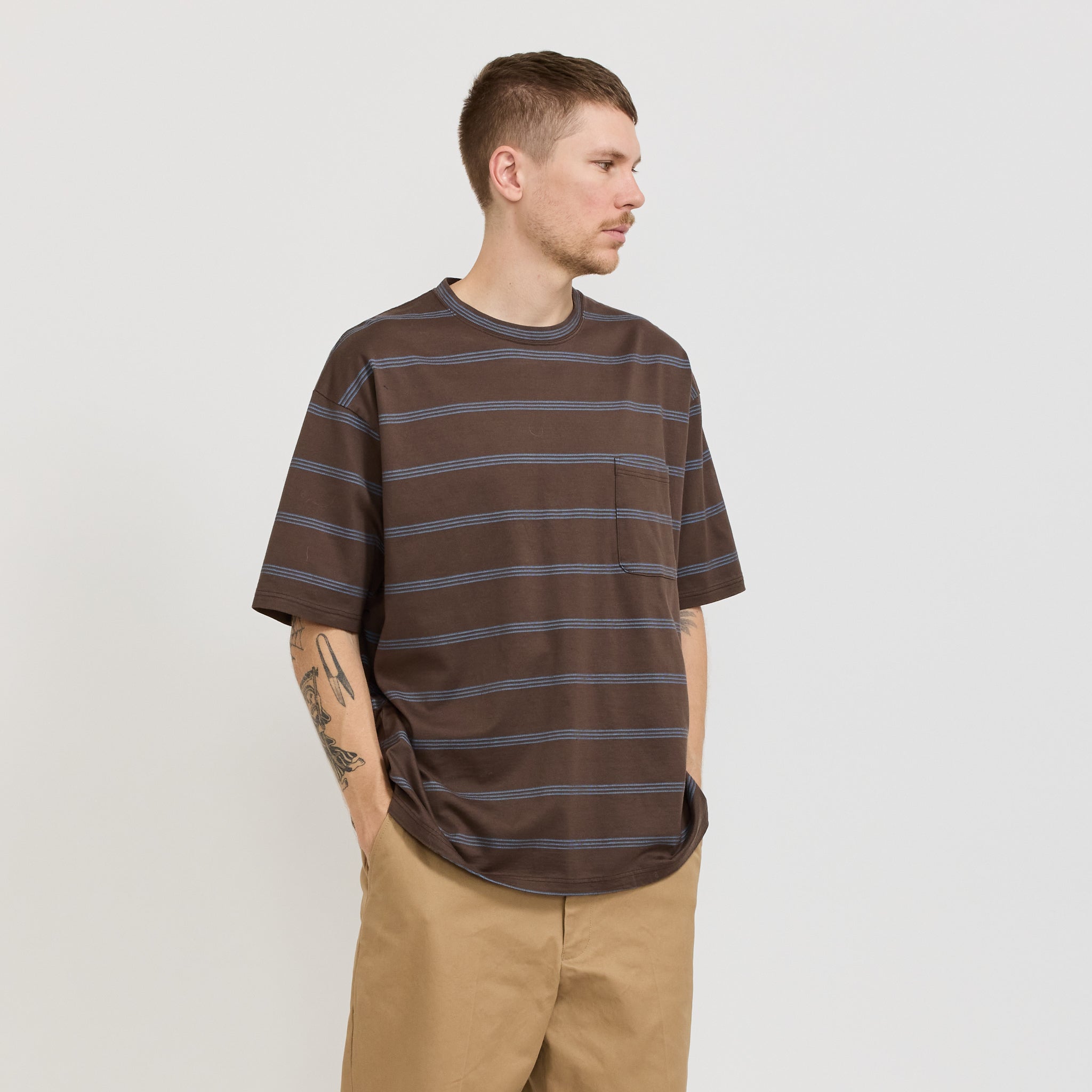 Mickey Stripe Tee Brown