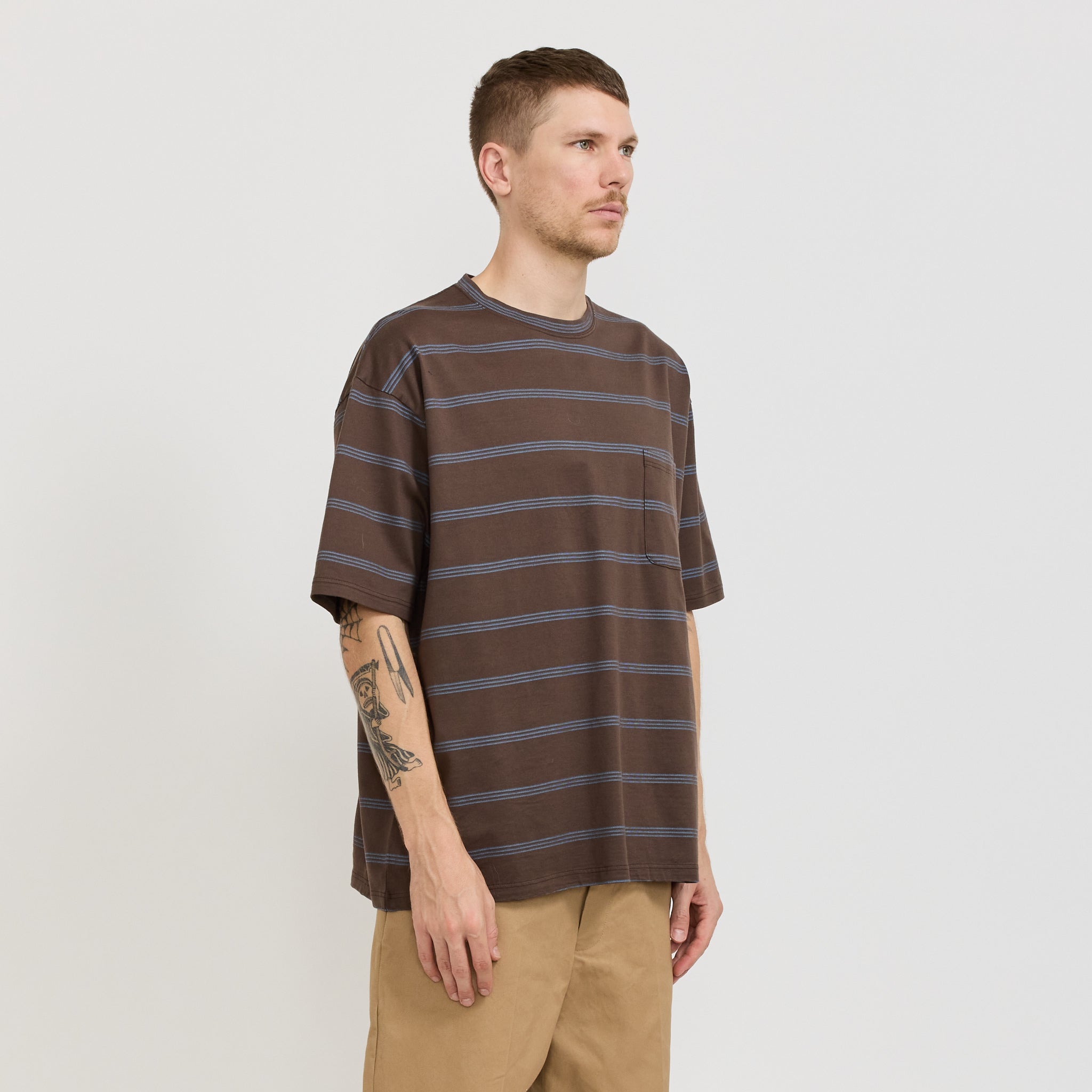 Mickey Stripe Tee Brown