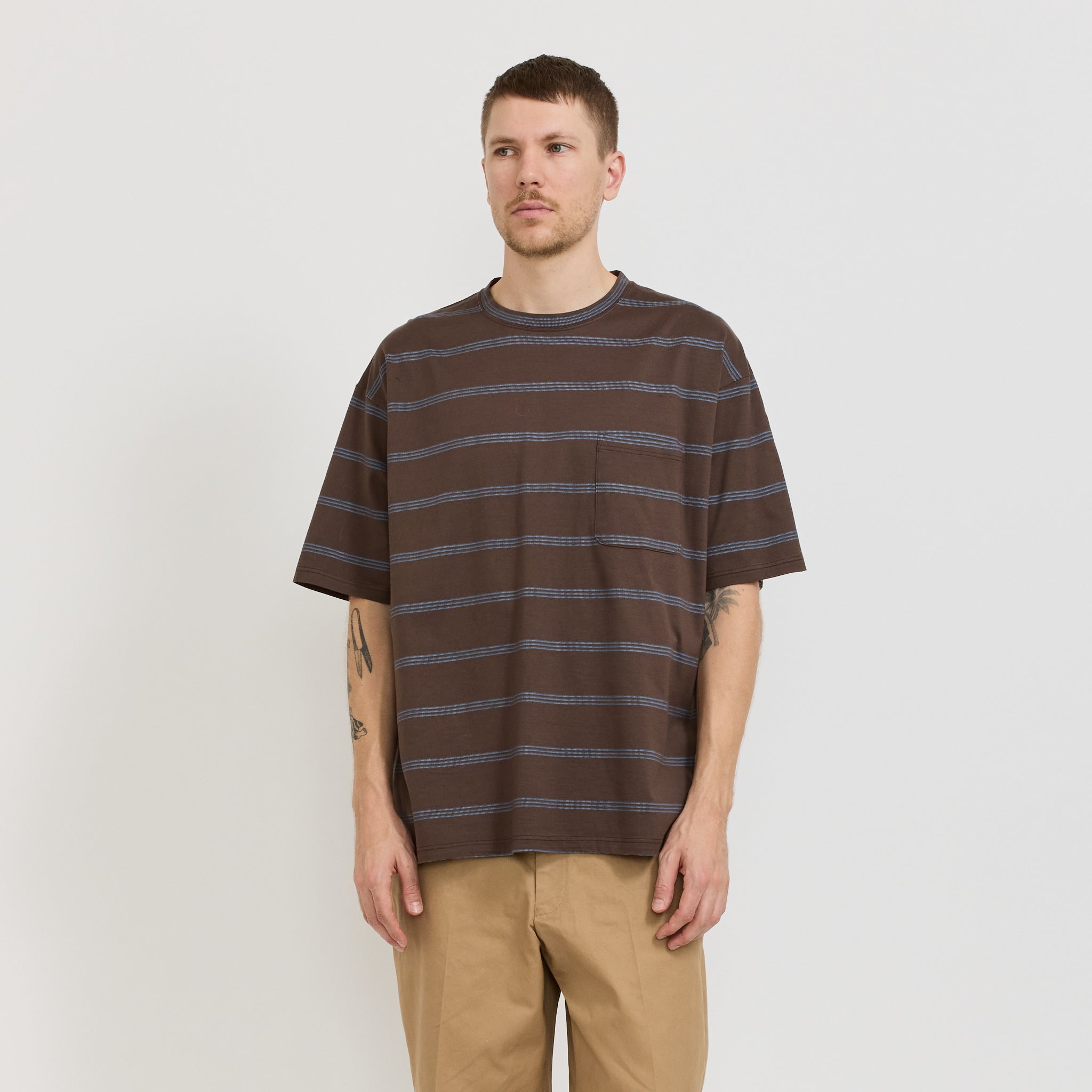 Mickey Stripe Tee Brown