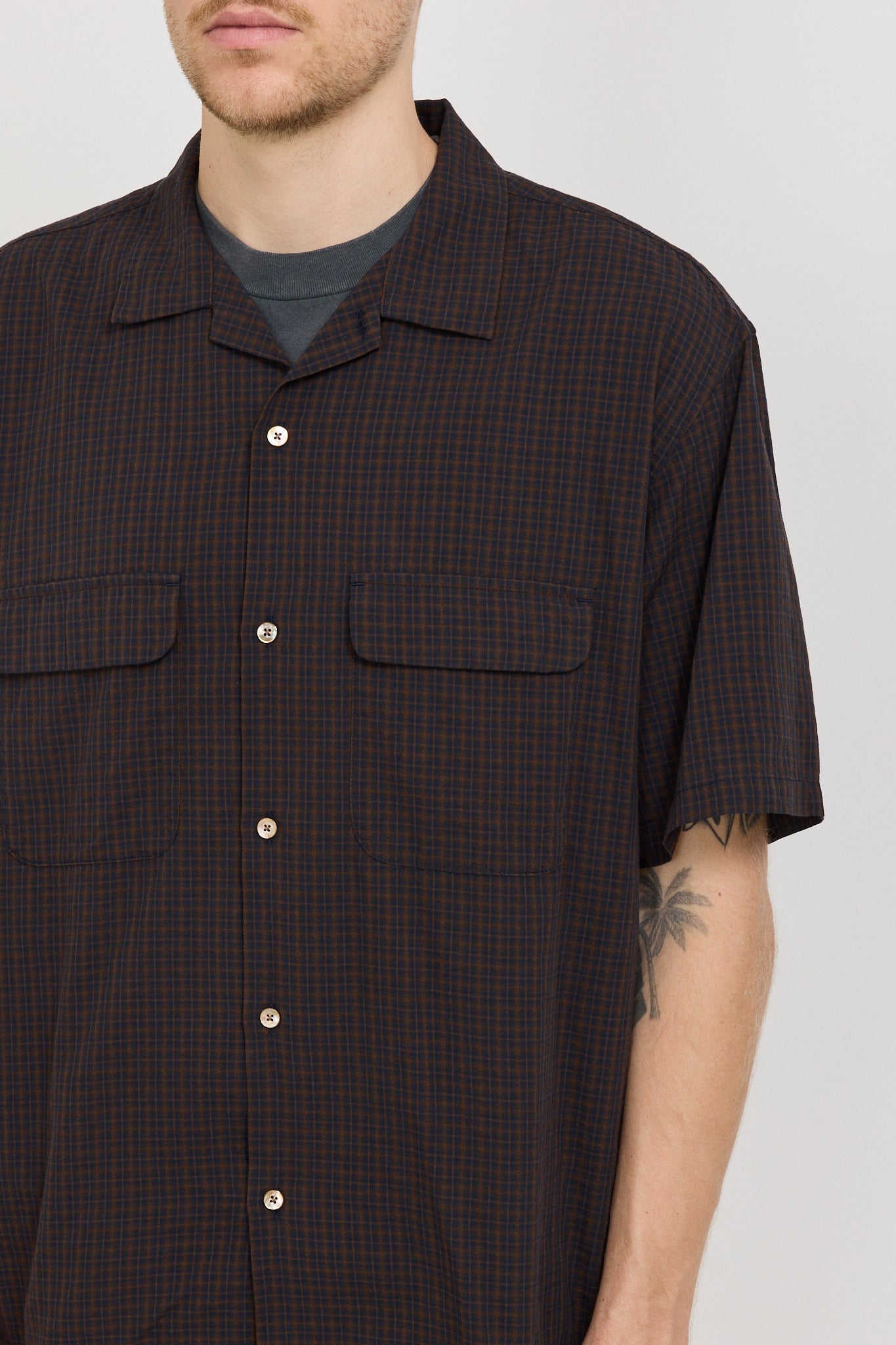 Pilgrim Surf Supply | Sam Plaid Short Sleeve Shirt Brown | Maplestore