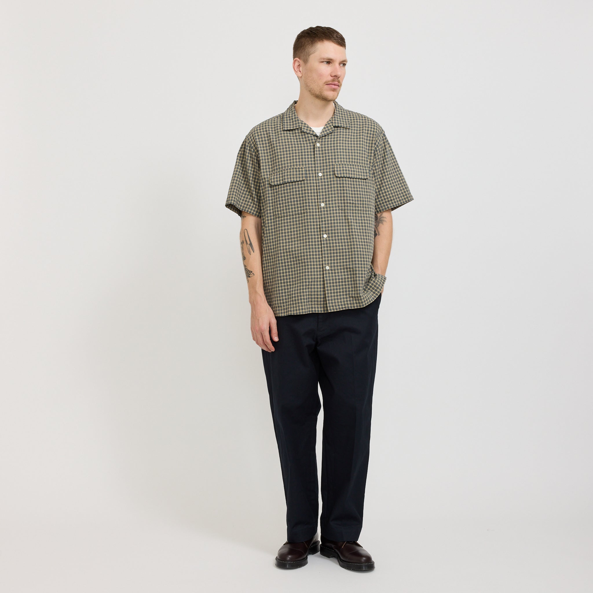 Pilgrim Surf Supply | Sam Plaid Short Sleeve Shirt Olive | Maplestore