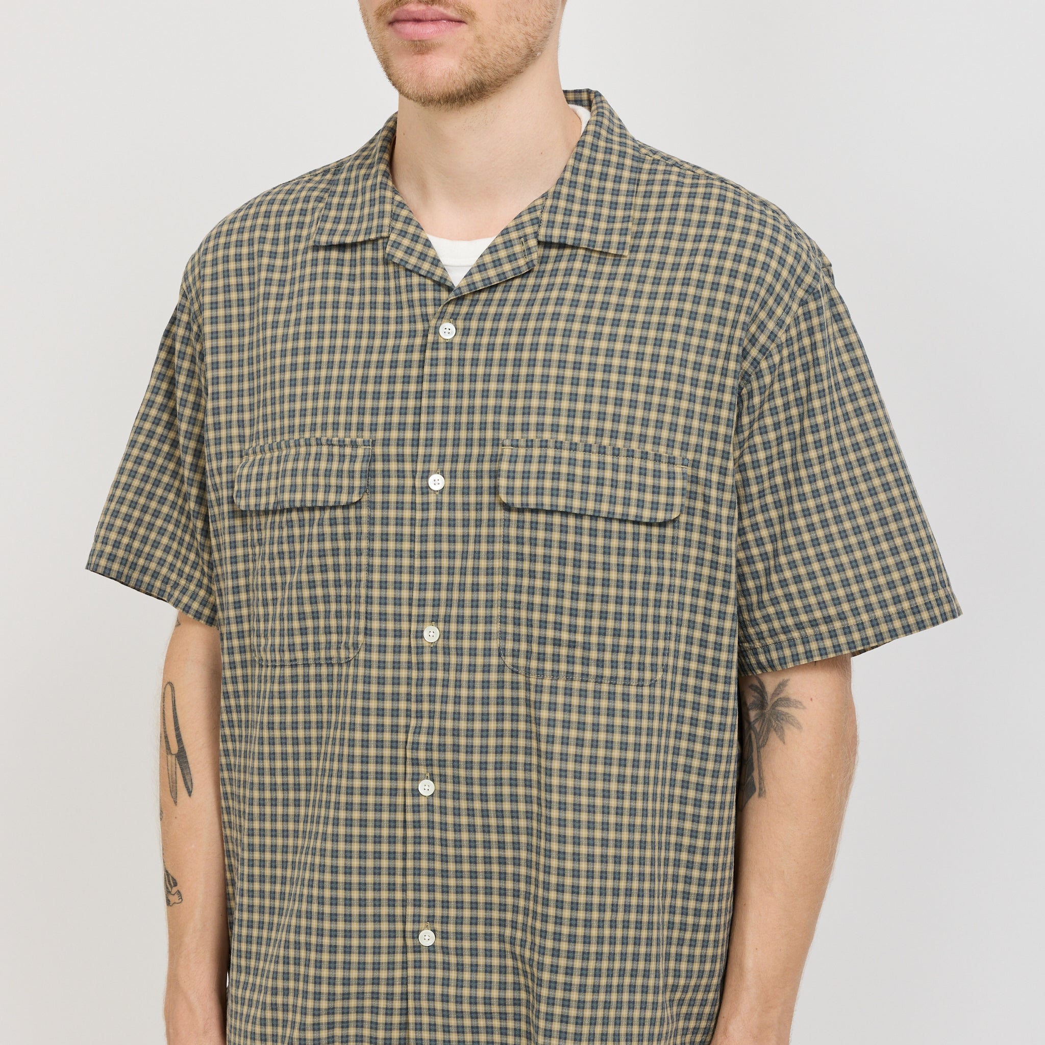 Pilgrim Surf Supply | Sam Plaid Short Sleeve Shirt Olive | Maplestore