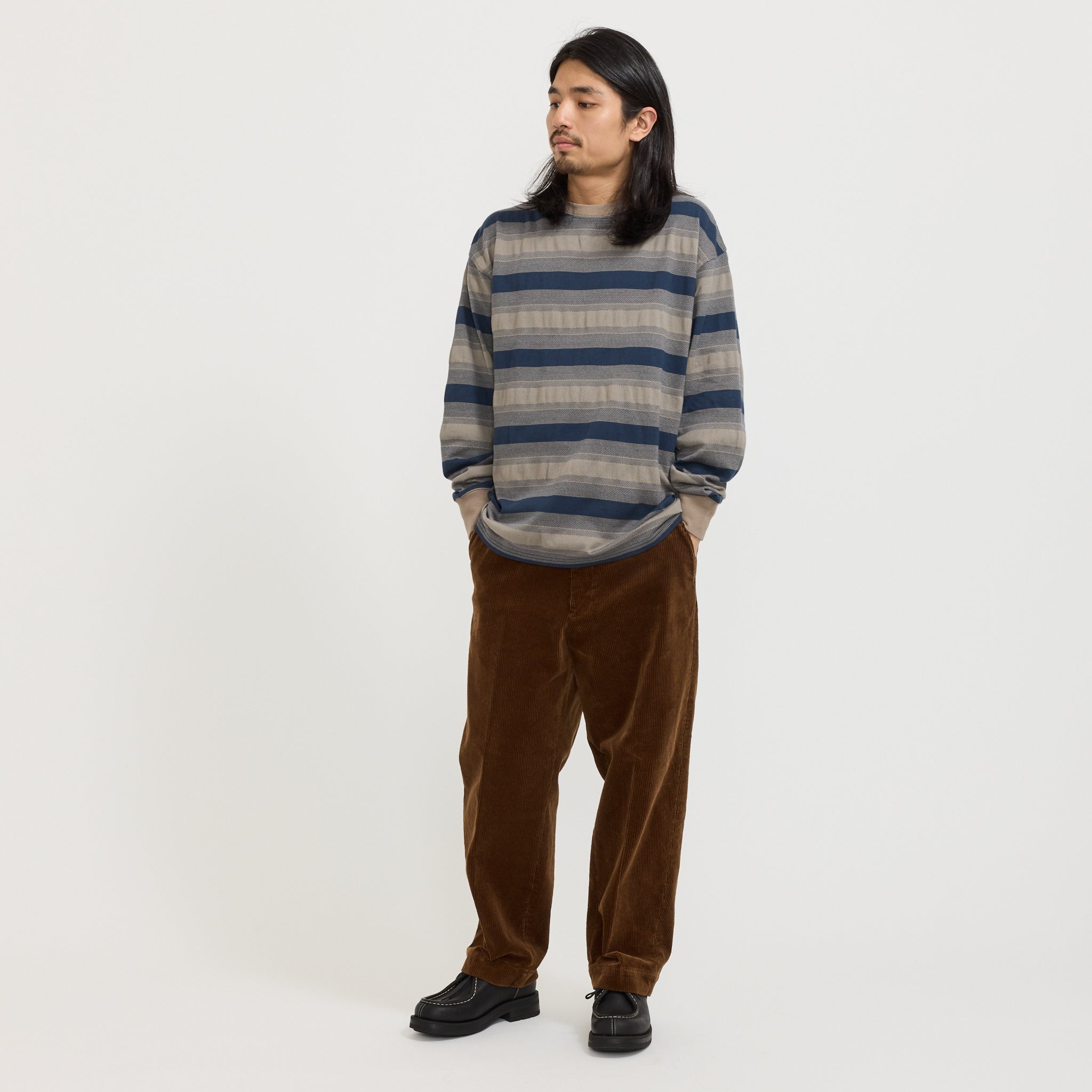 Skip Stripe LS Tee Grey