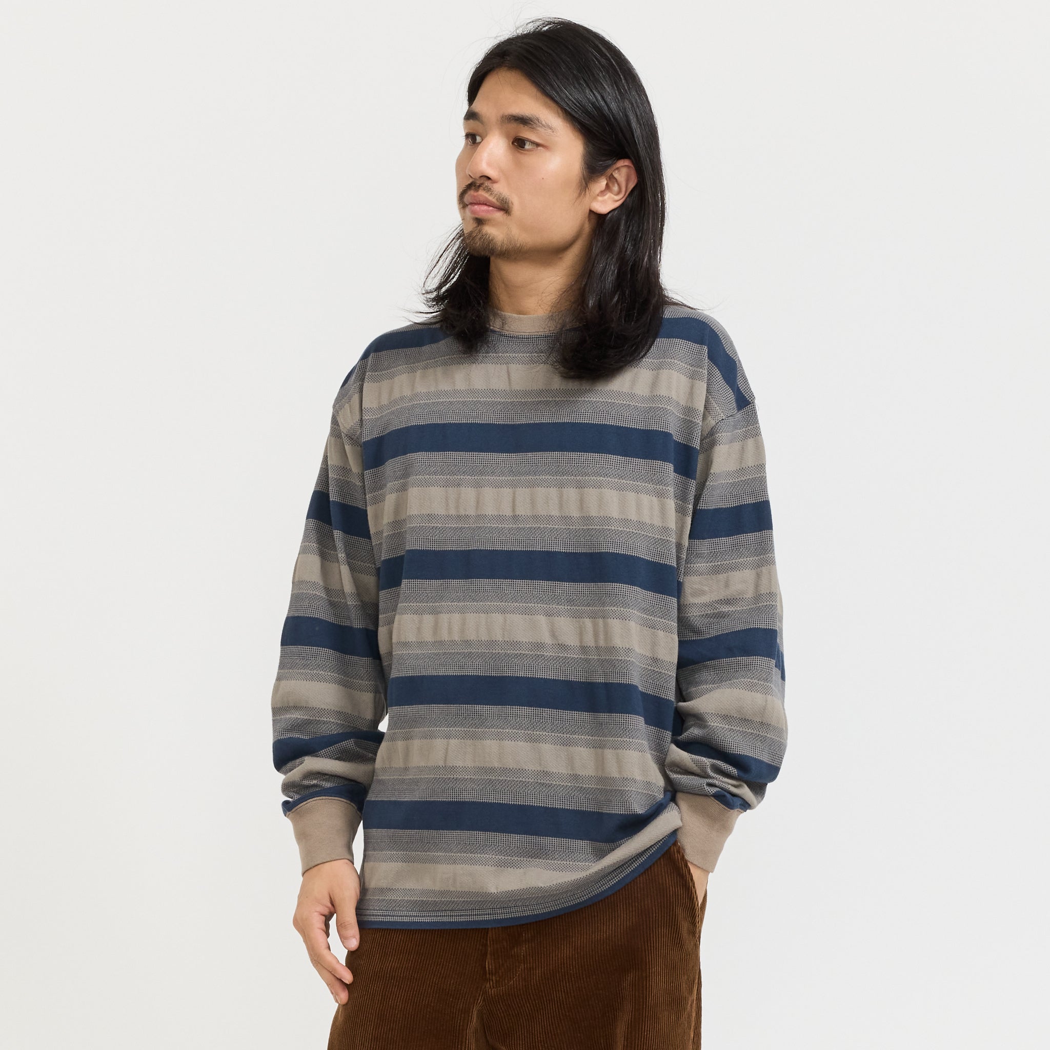 Skip Stripe LS Tee Grey