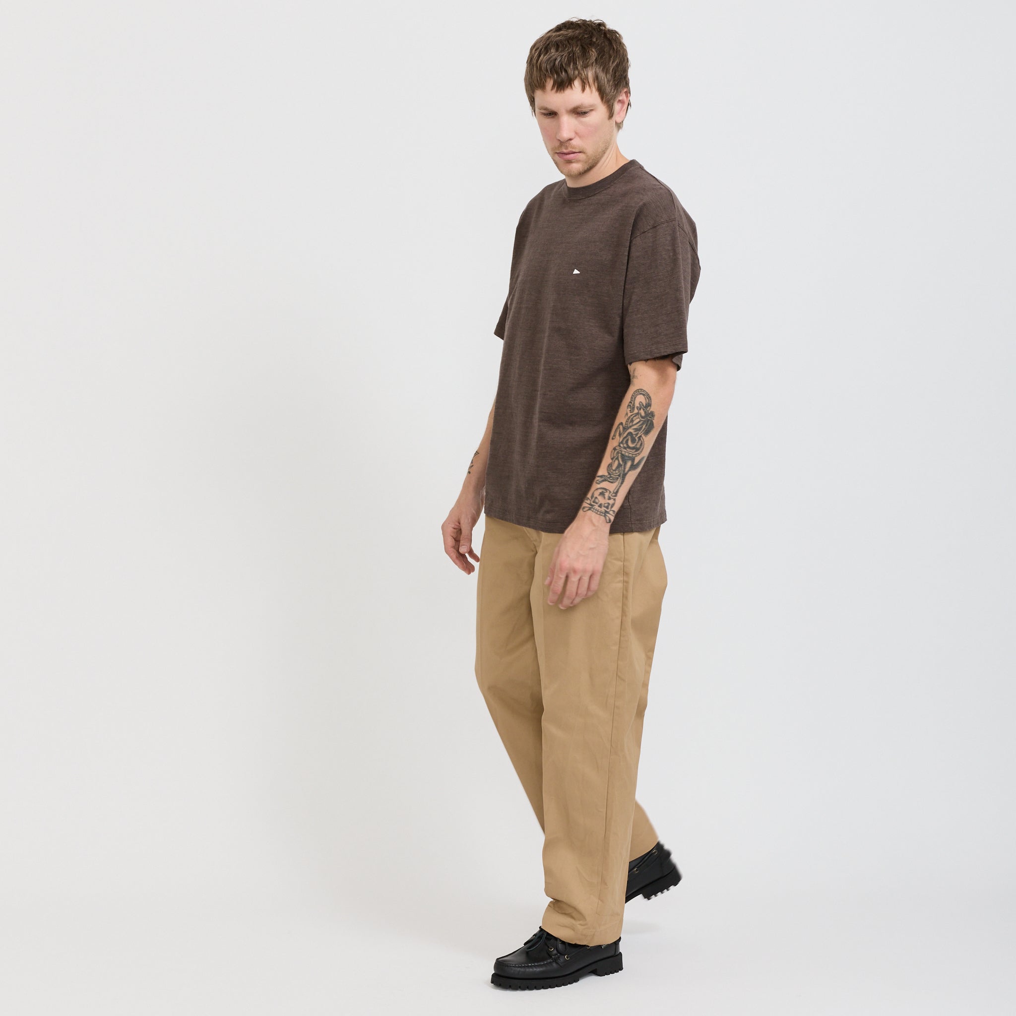 Minimalist Embroidered Tee Brown