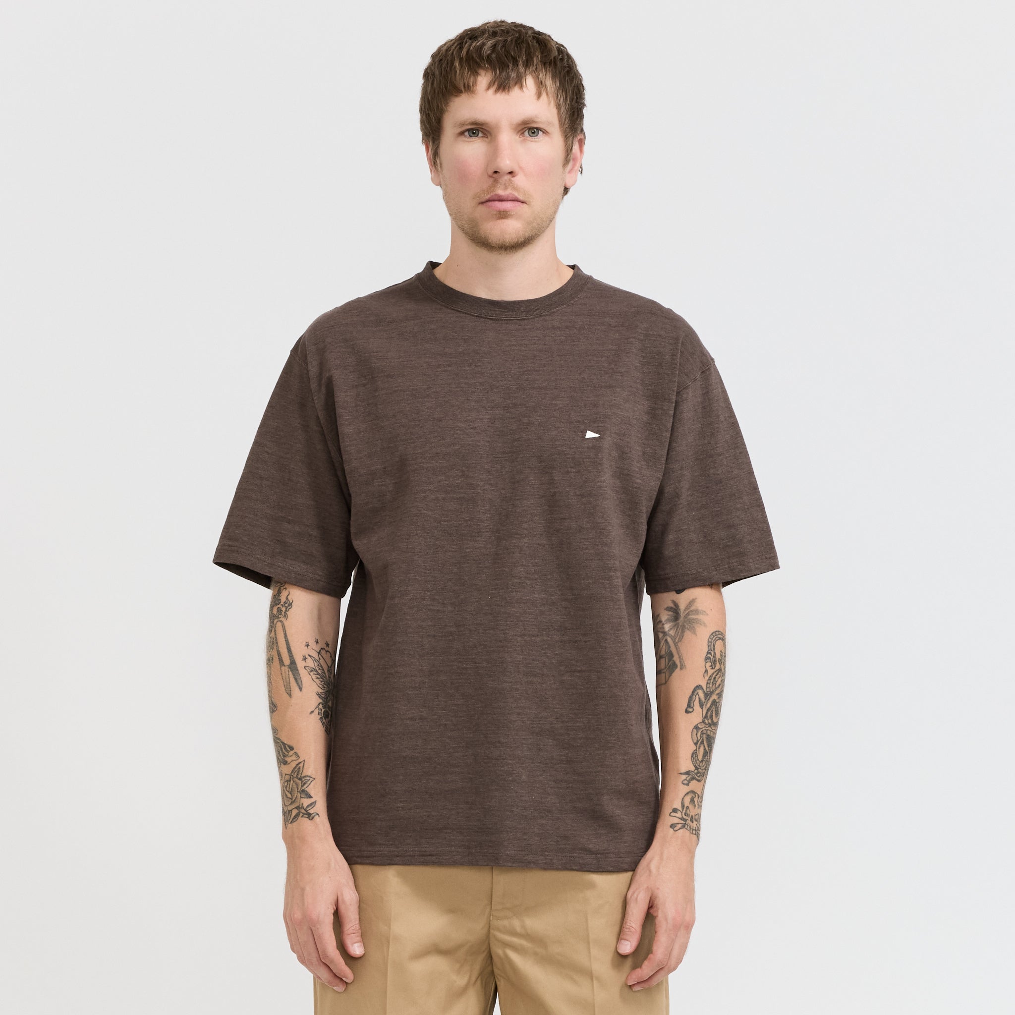 Minimalist Embroidered Tee Brown