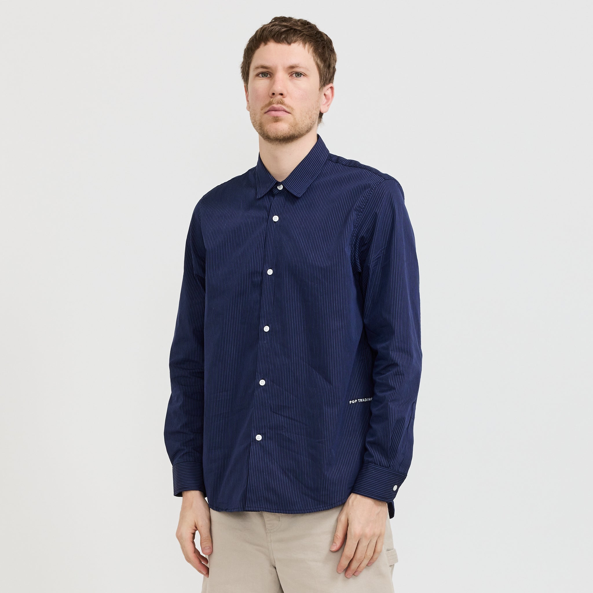 Striped Logo Shirt Navy