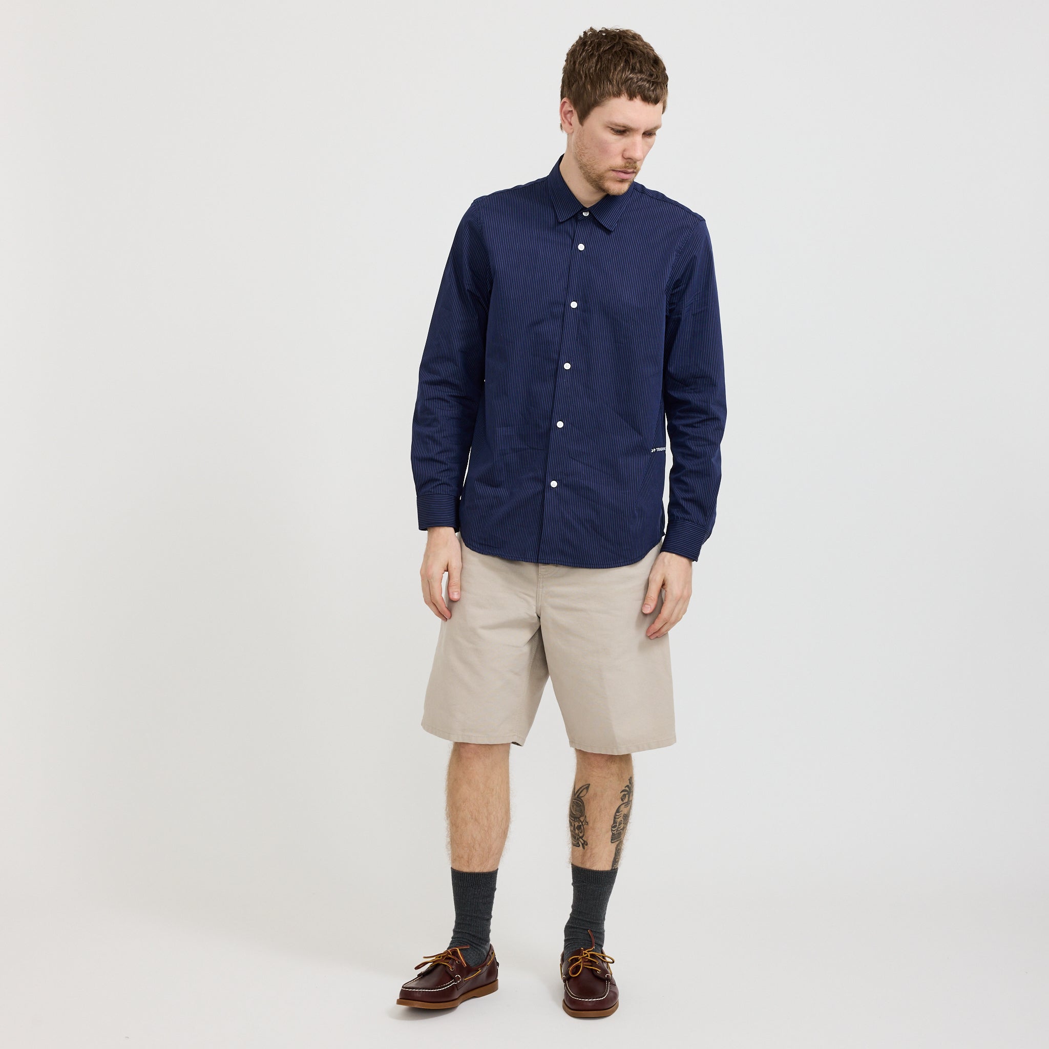 Striped Logo Shirt Navy