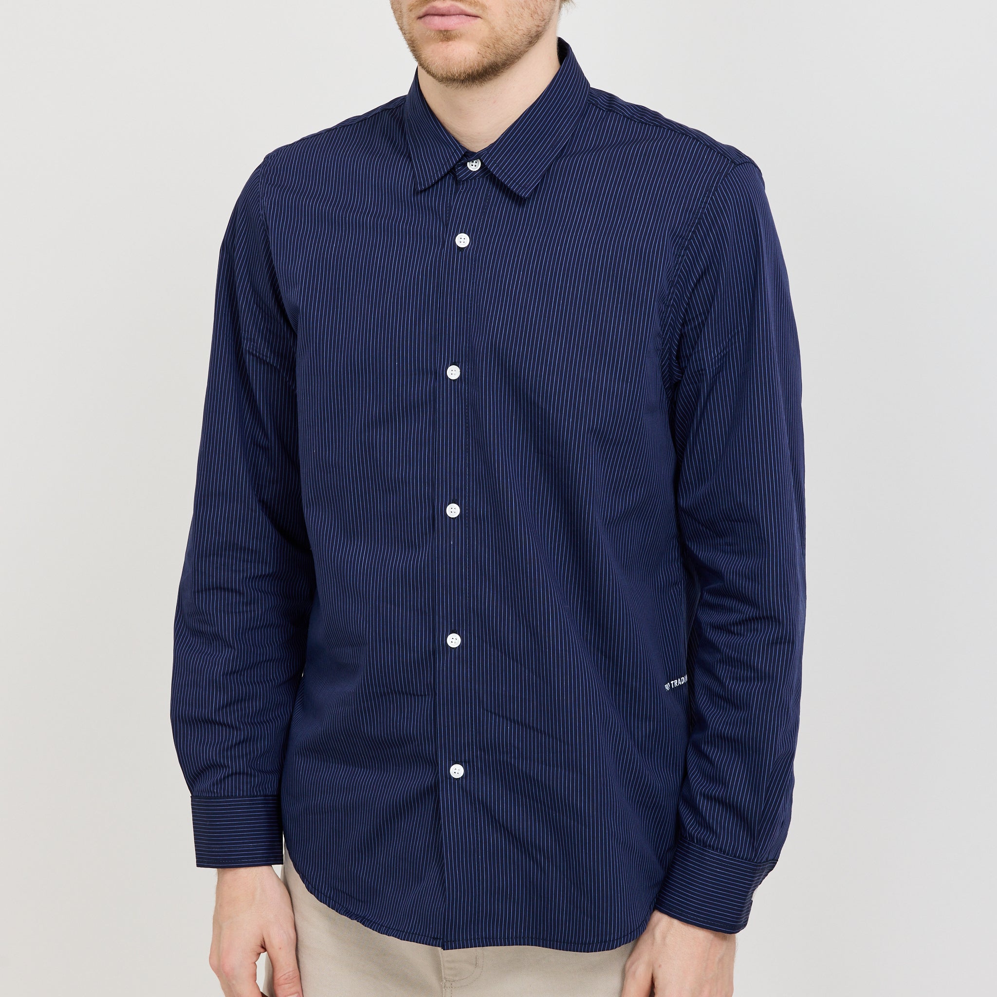 Striped Logo Shirt Navy