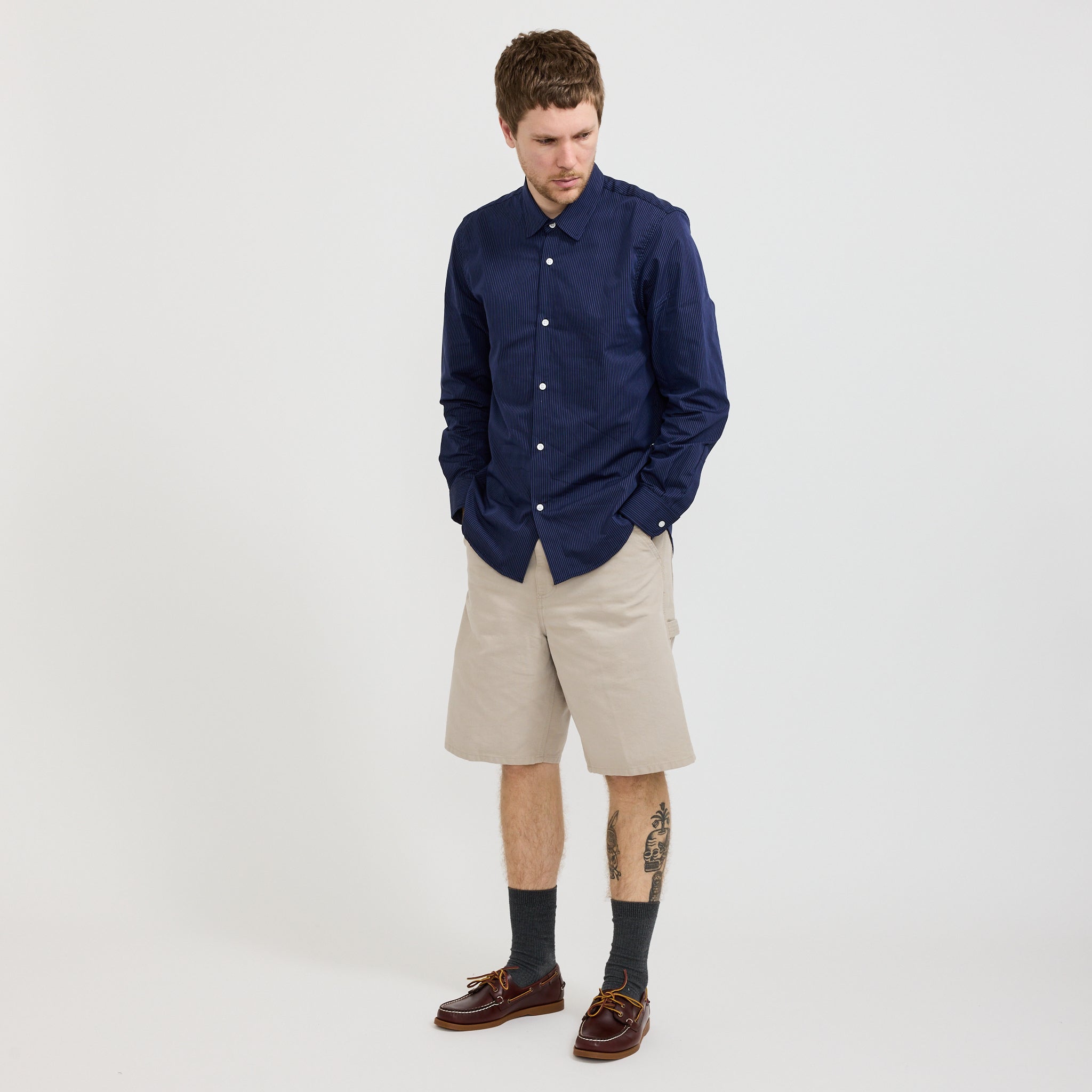 Striped Logo Shirt Navy