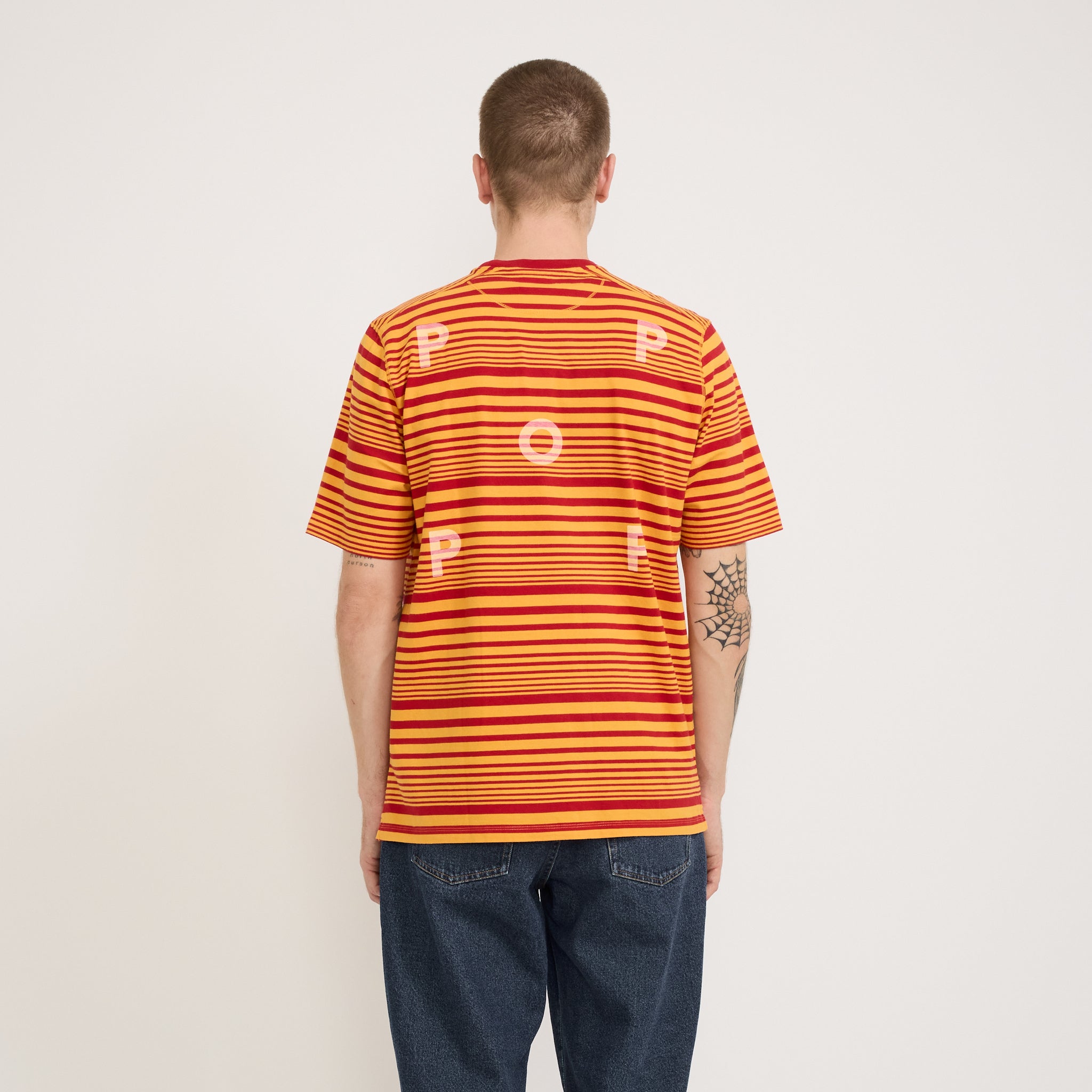 Pop Trading Company | Striped Logo T-Shirt Island Poppy | Maplestore