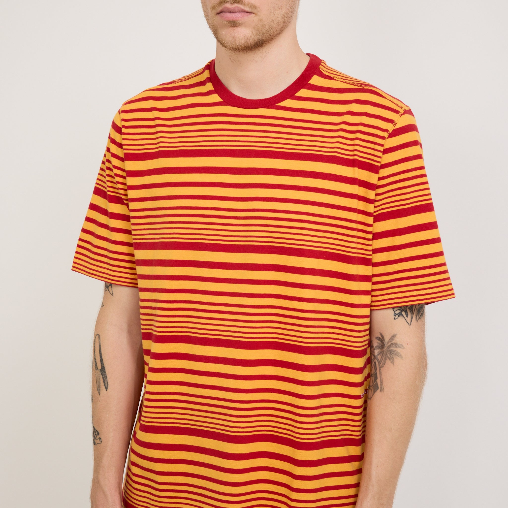Pop Trading Company | Striped Logo T-Shirt Island Poppy | Maplestore