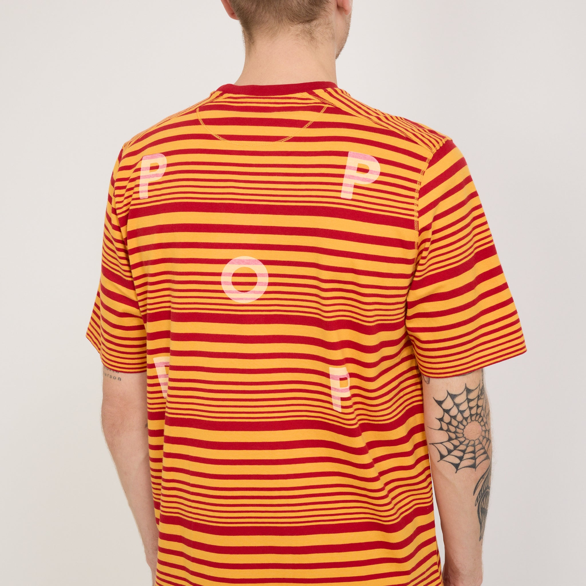 Pop Trading Company | Striped Logo T-Shirt Island Poppy | Maplestore