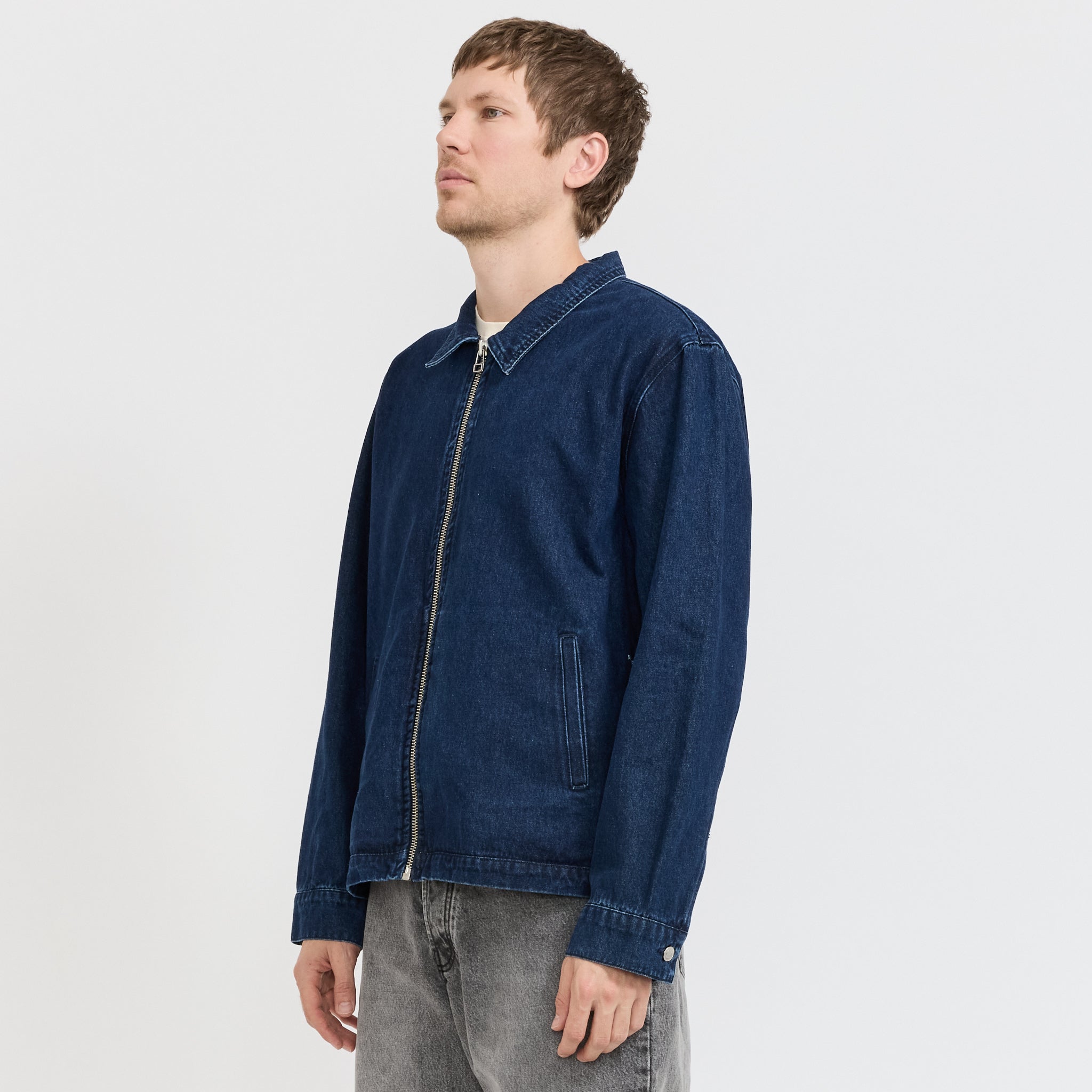 Denim Full Zip Jacket Rinsed Denim