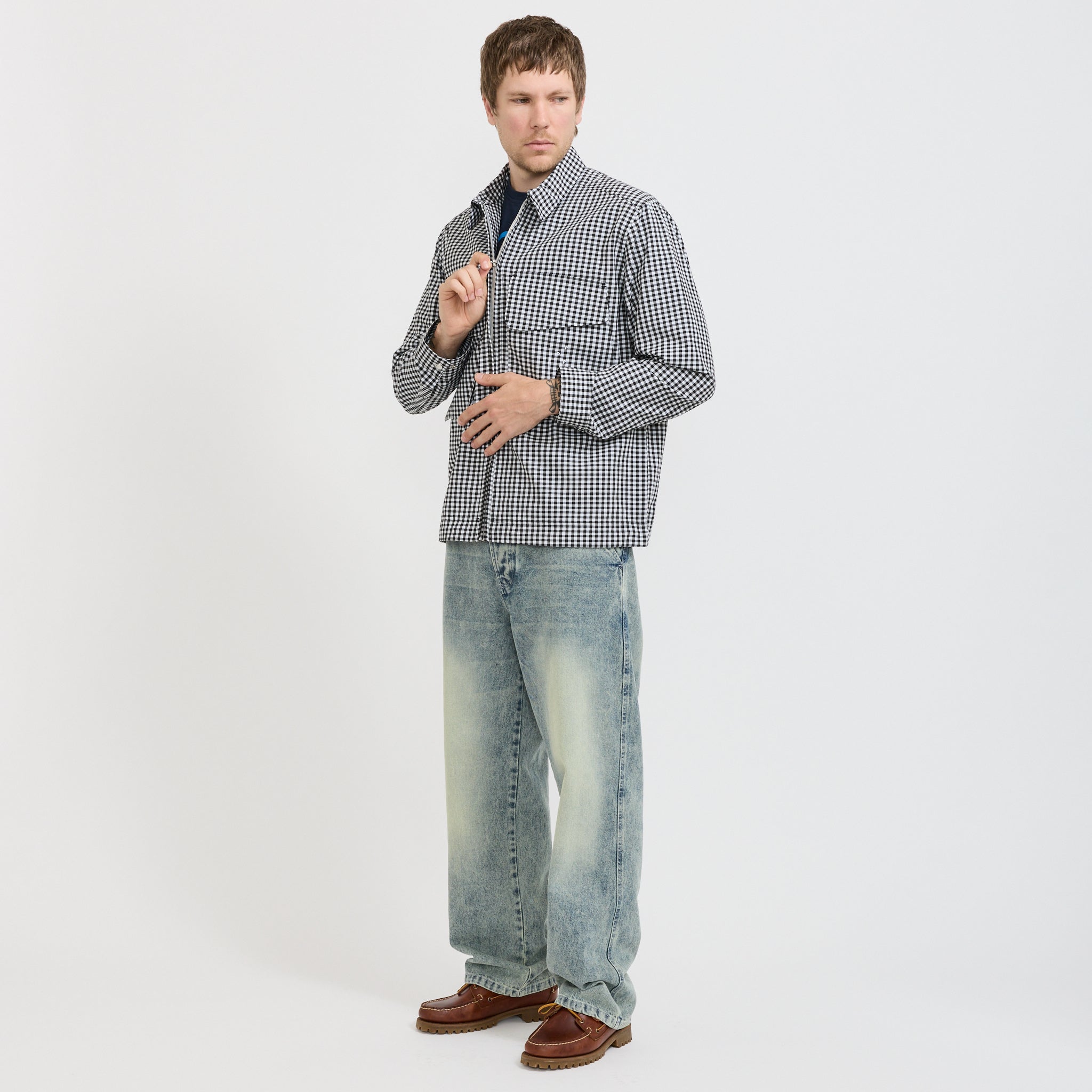 Gingham Boxer Overshirt Black/Off White