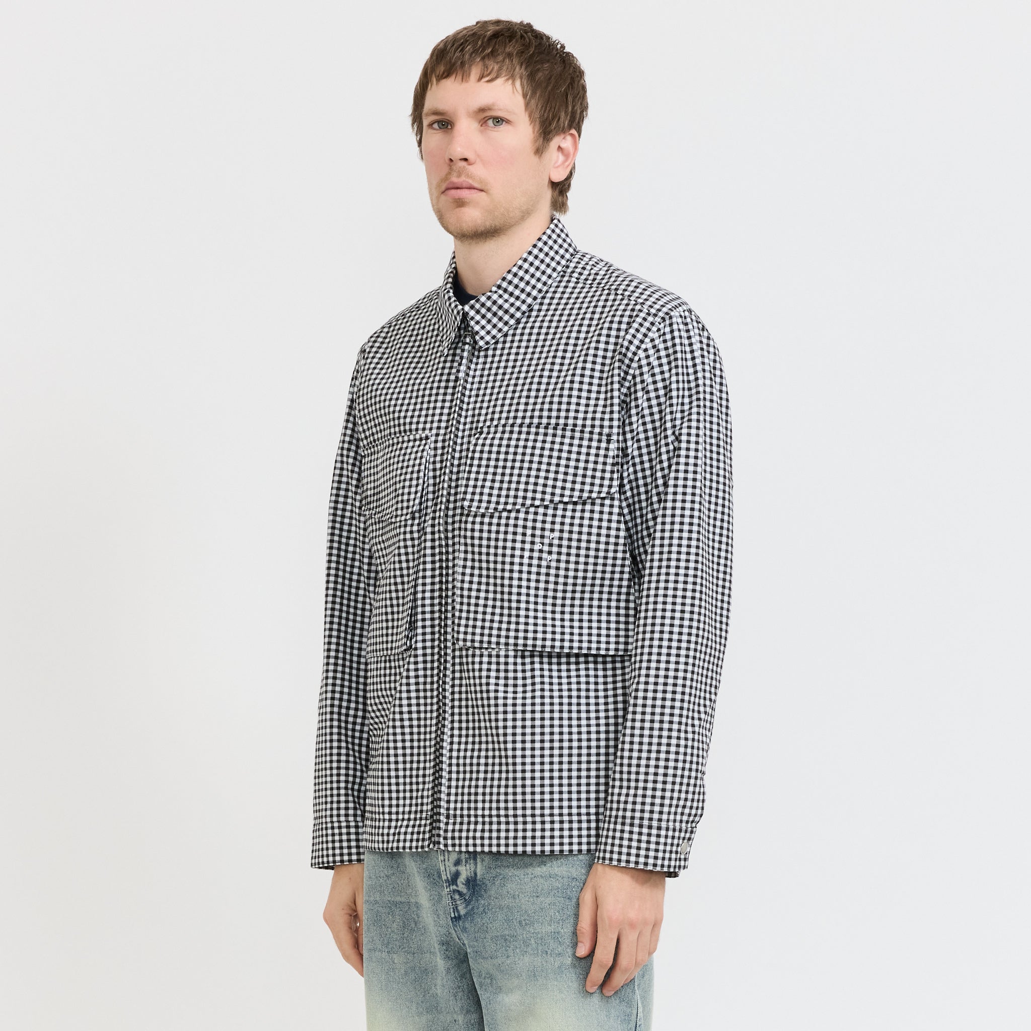 Gingham Boxer Overshirt Black/Off White