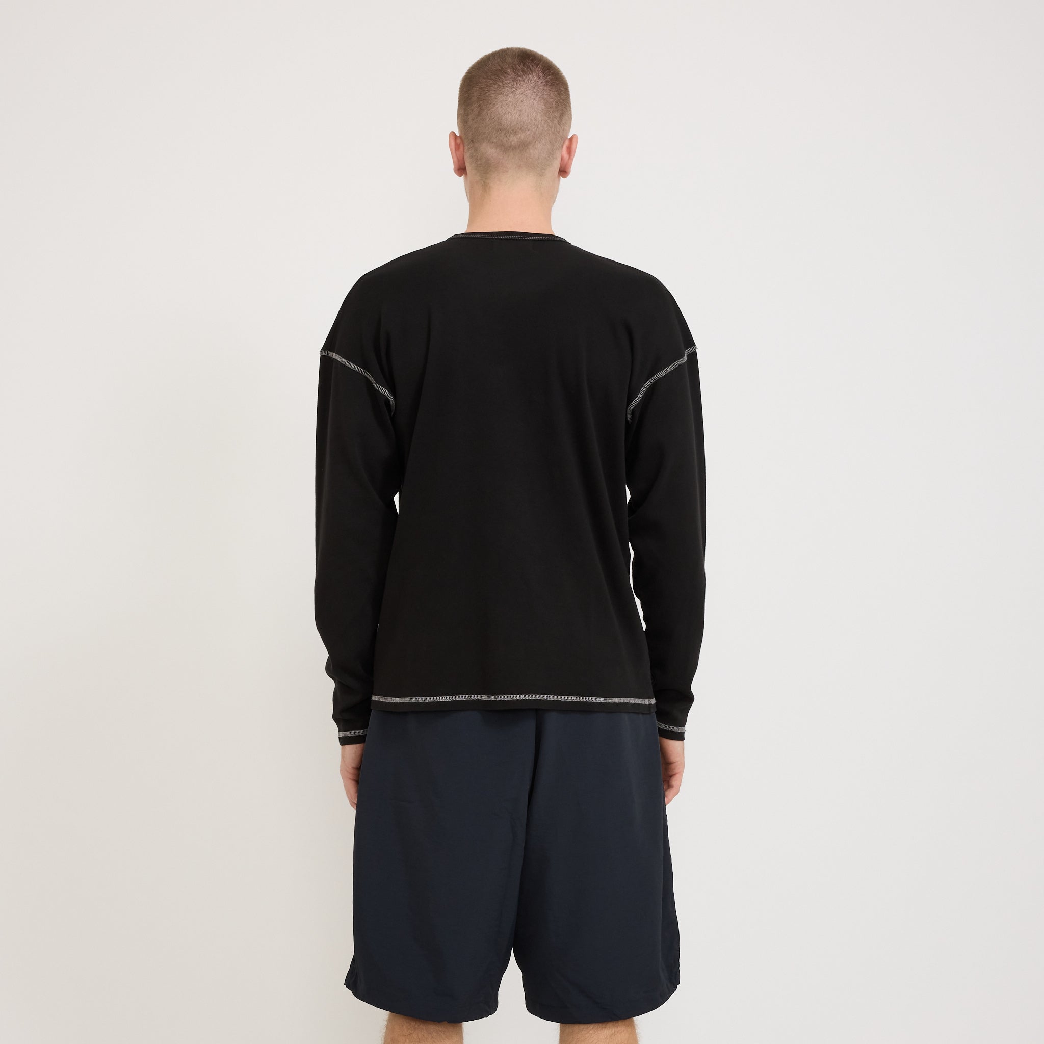 Heavy Rib Knit Long Sleeve Tee Black