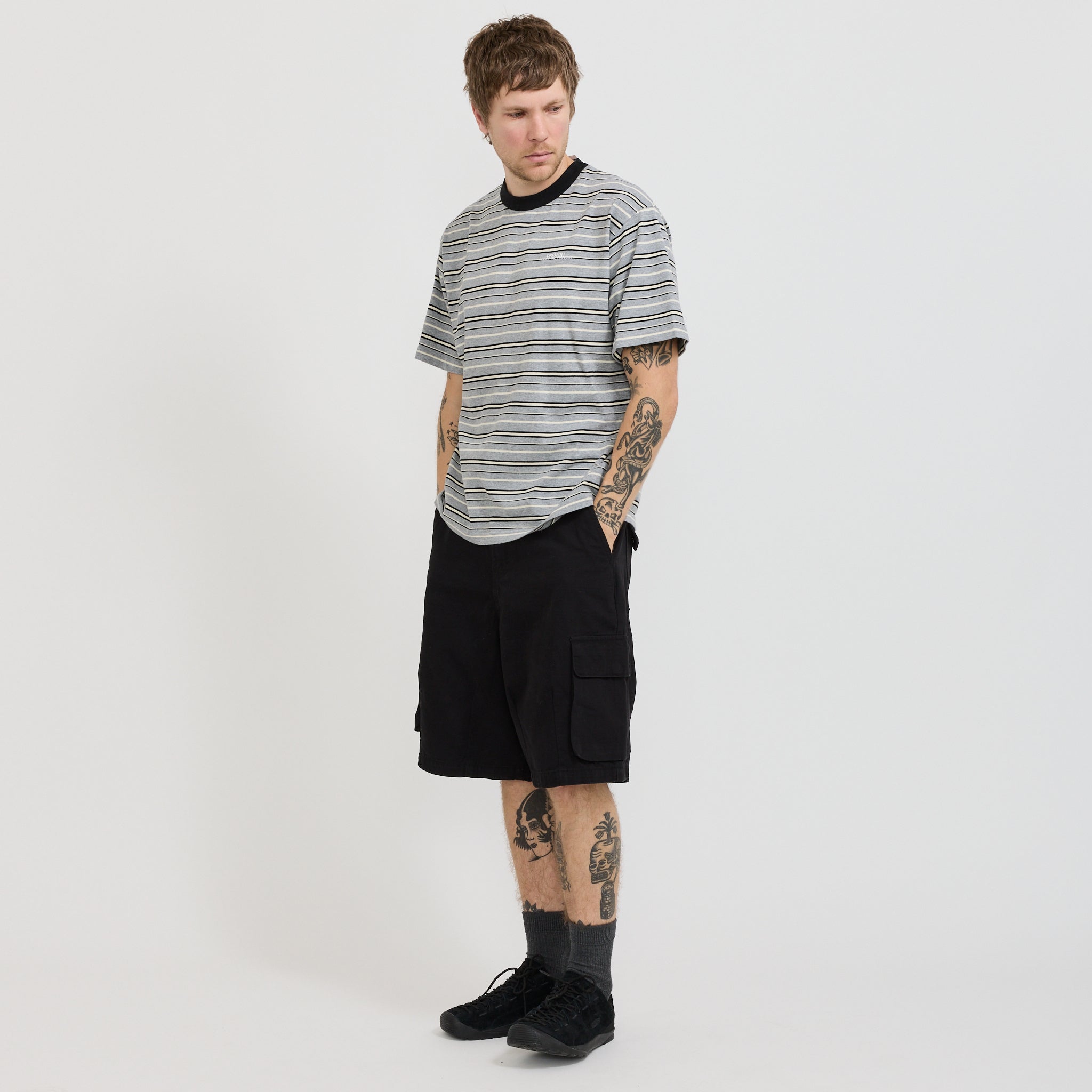 Knitted Stripes Tee Grey