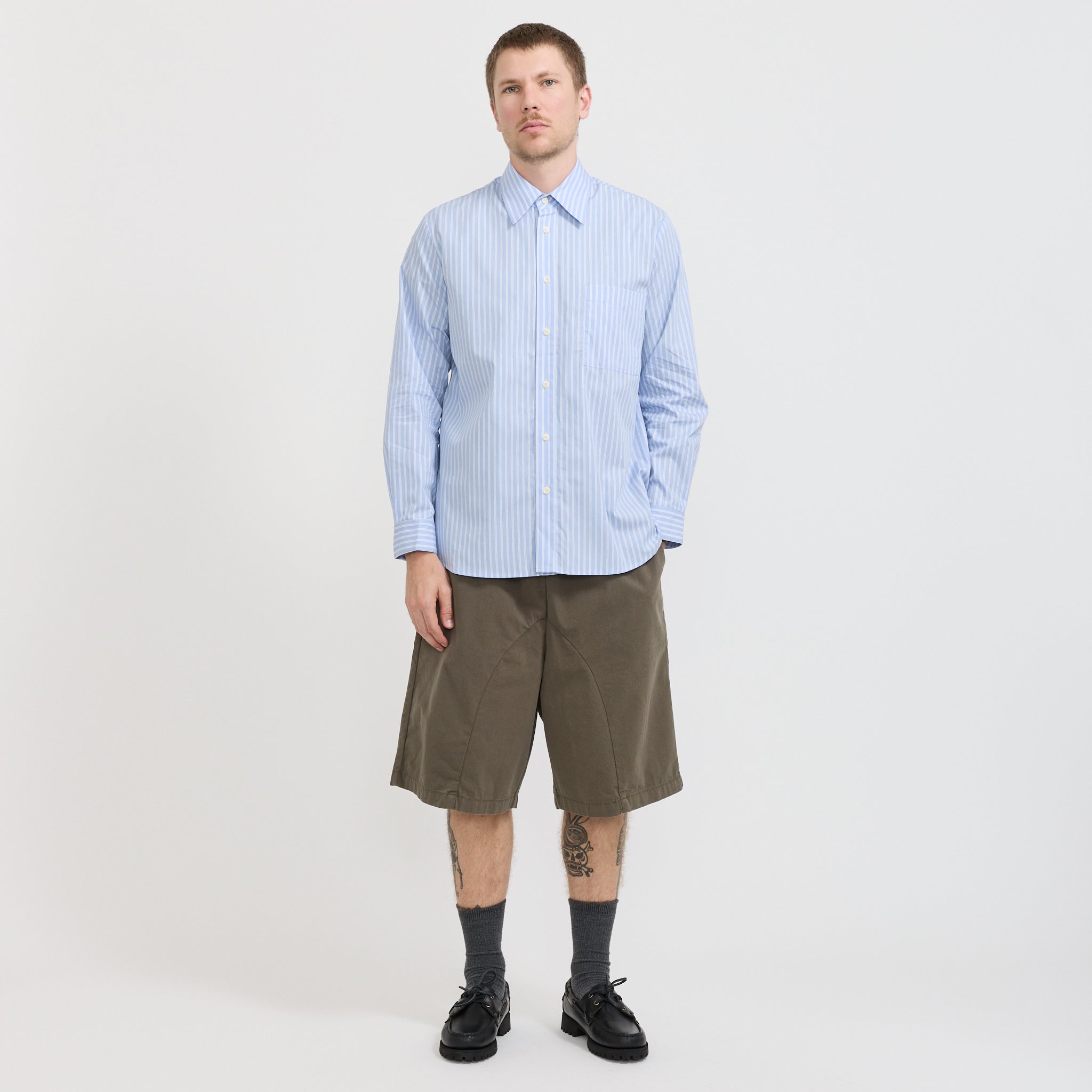 Pseushi | L/S Evening Shirt Blue Stripe | Maplestore