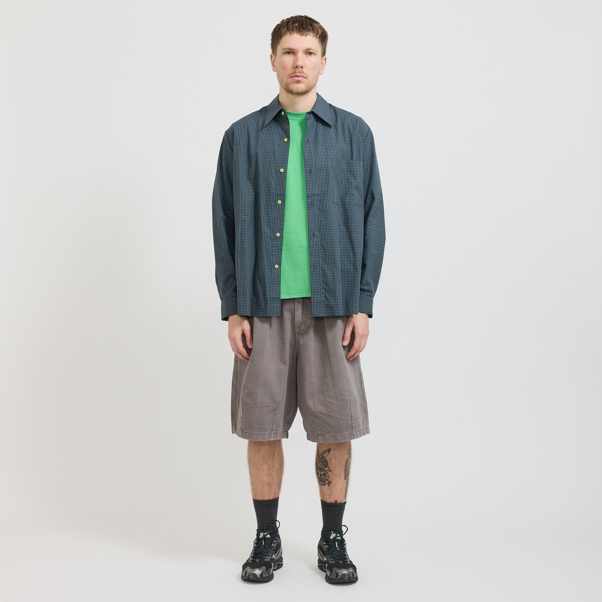 Pseushi | Long Sleeve Shirt Blue/Green Check | Maplestore
