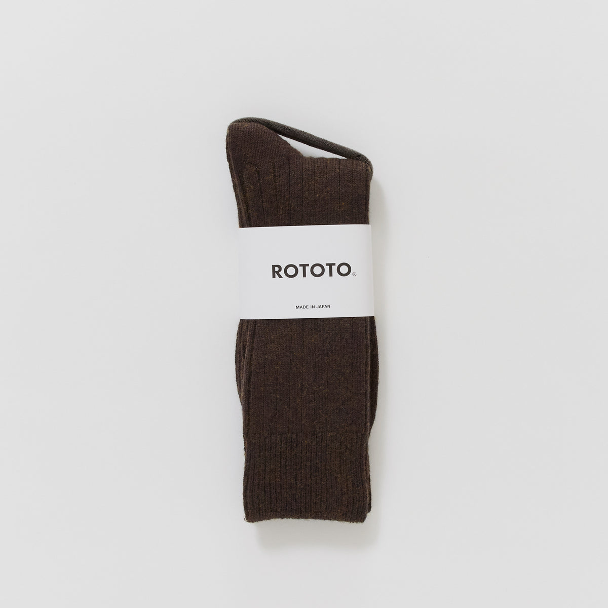 Rototo | Cotton Wool Ribbed Crew Socks Dark Brown | Maplestore