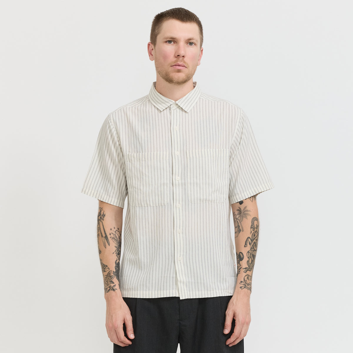 Boxy Shirt Black/White Stripe