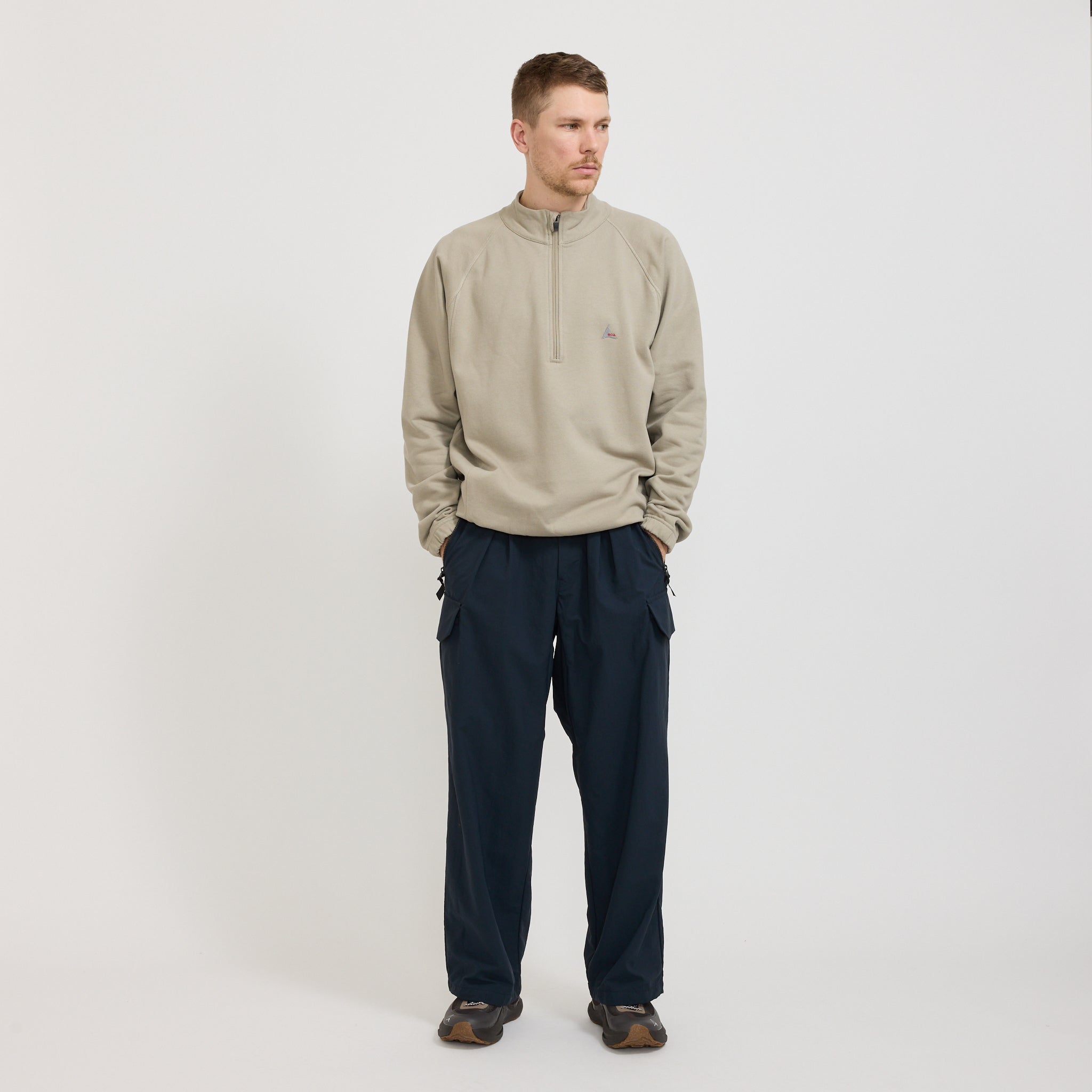 Heavy Half Zip Sweat Taupe