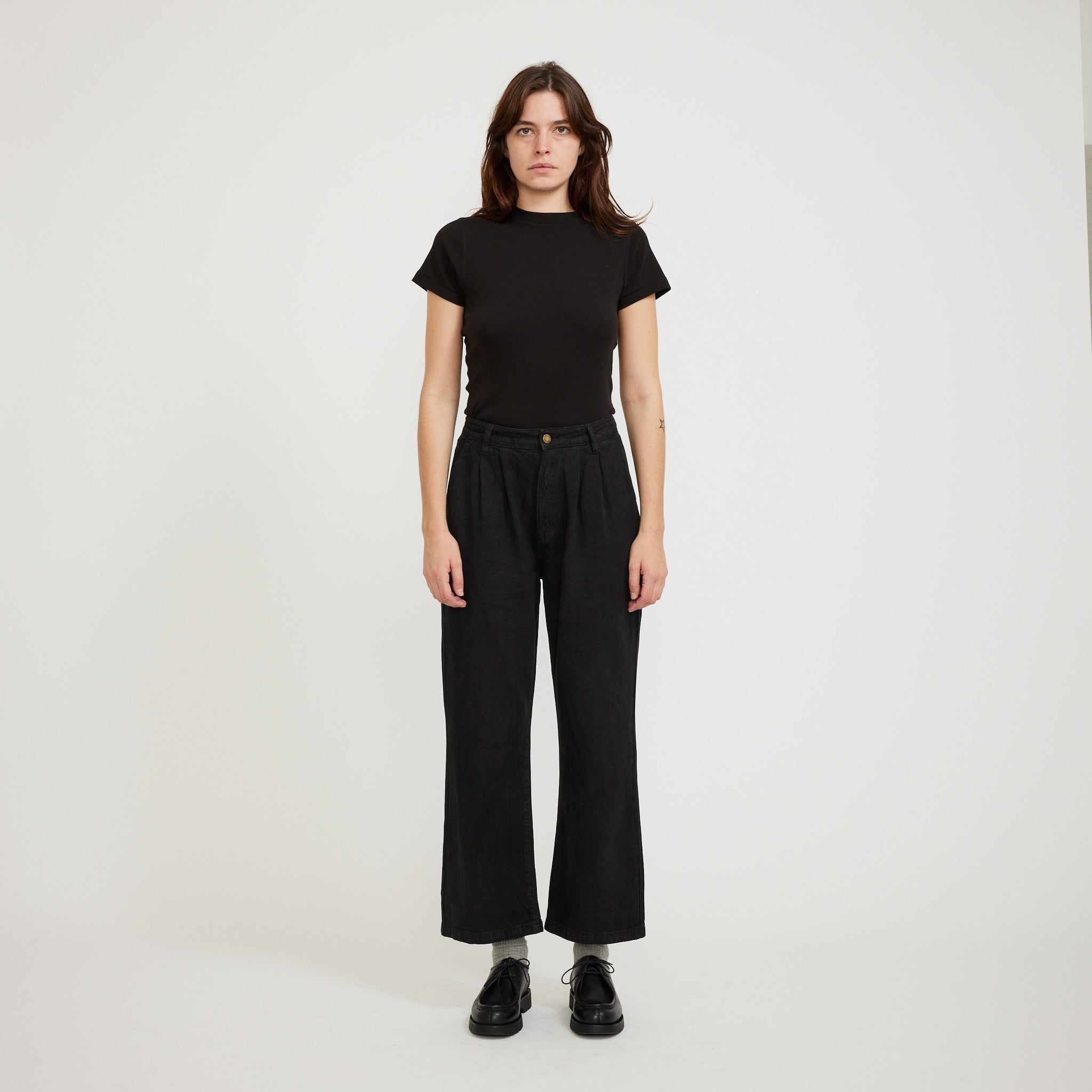Chloe Pleat Pant Lyocell Jet Black