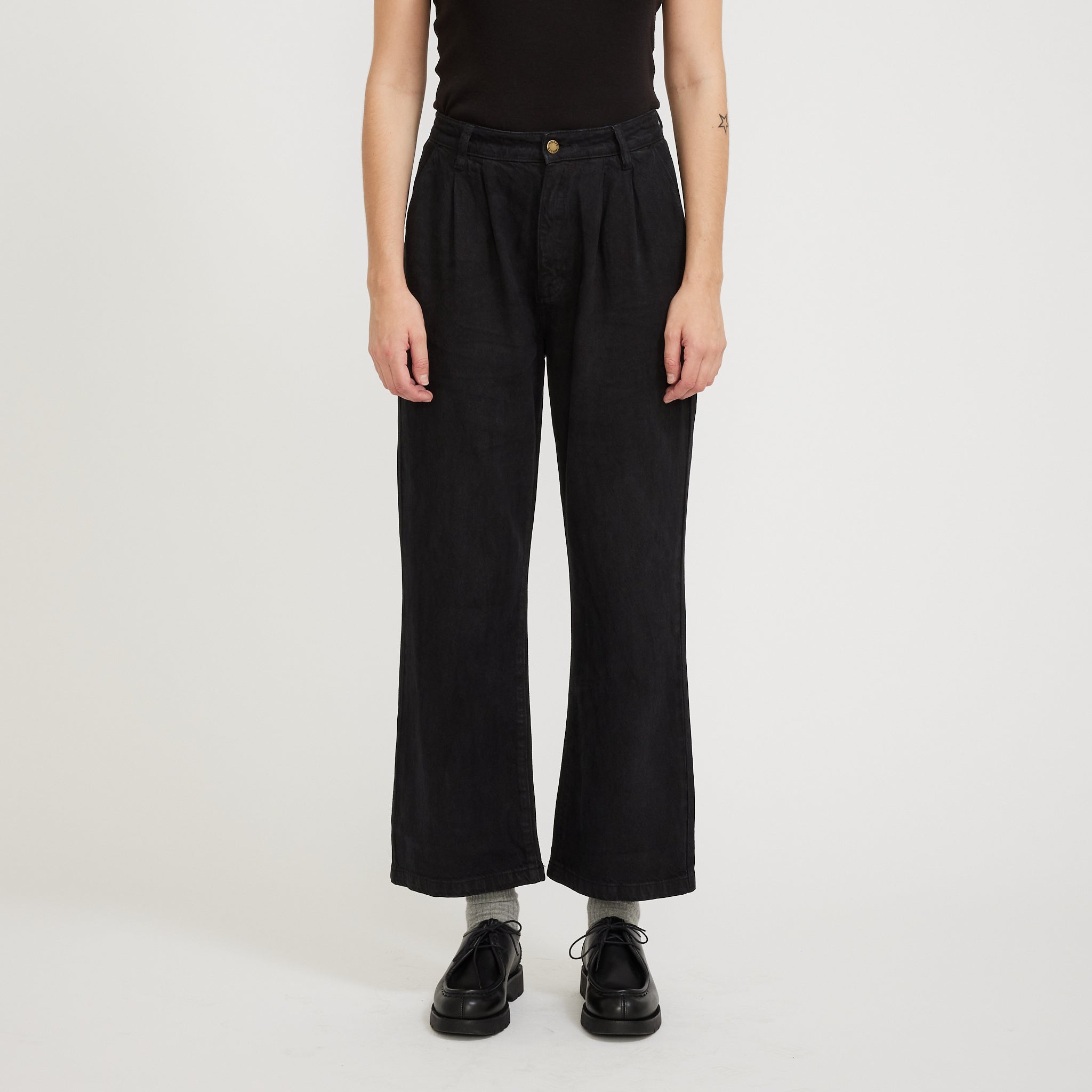 Chloe Pleat Pant Lyocell Jet Black