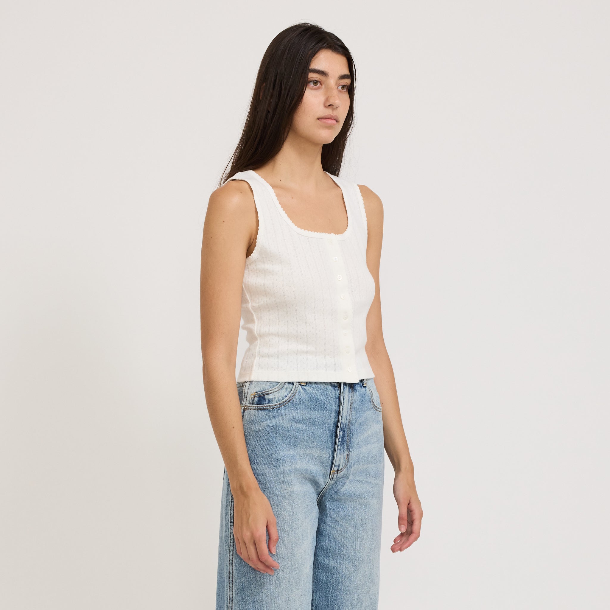 Rollas | Paloma Pointelle Tank Cloud | Maplestore