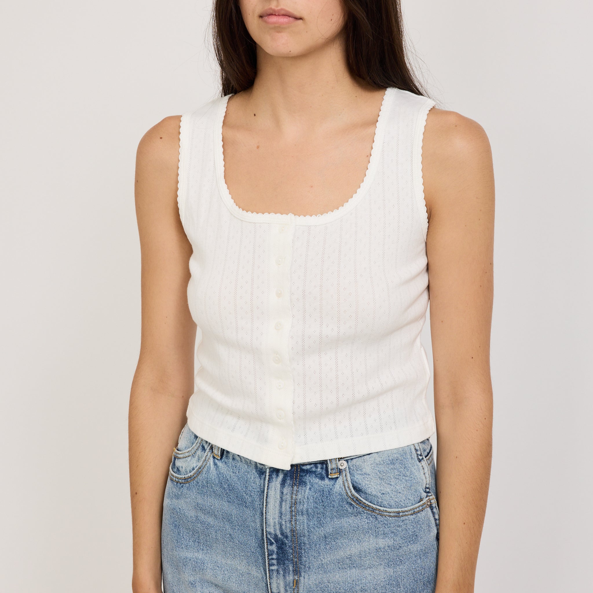 Rollas | Paloma Pointelle Tank Cloud | Maplestore