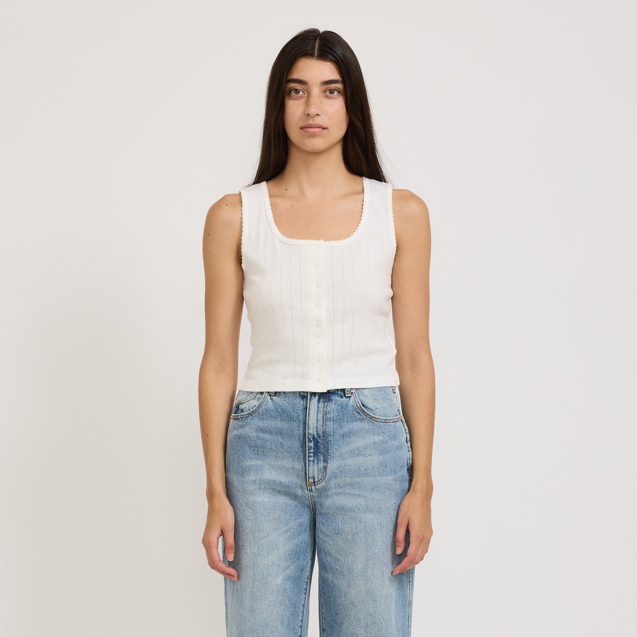 Rollas | Paloma Pointelle Tank Cloud | Maplestore