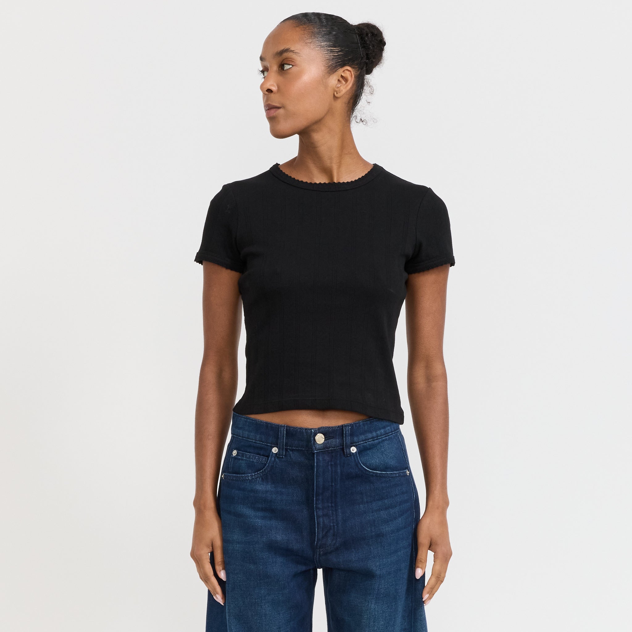 Pointelle Classic Tee Black