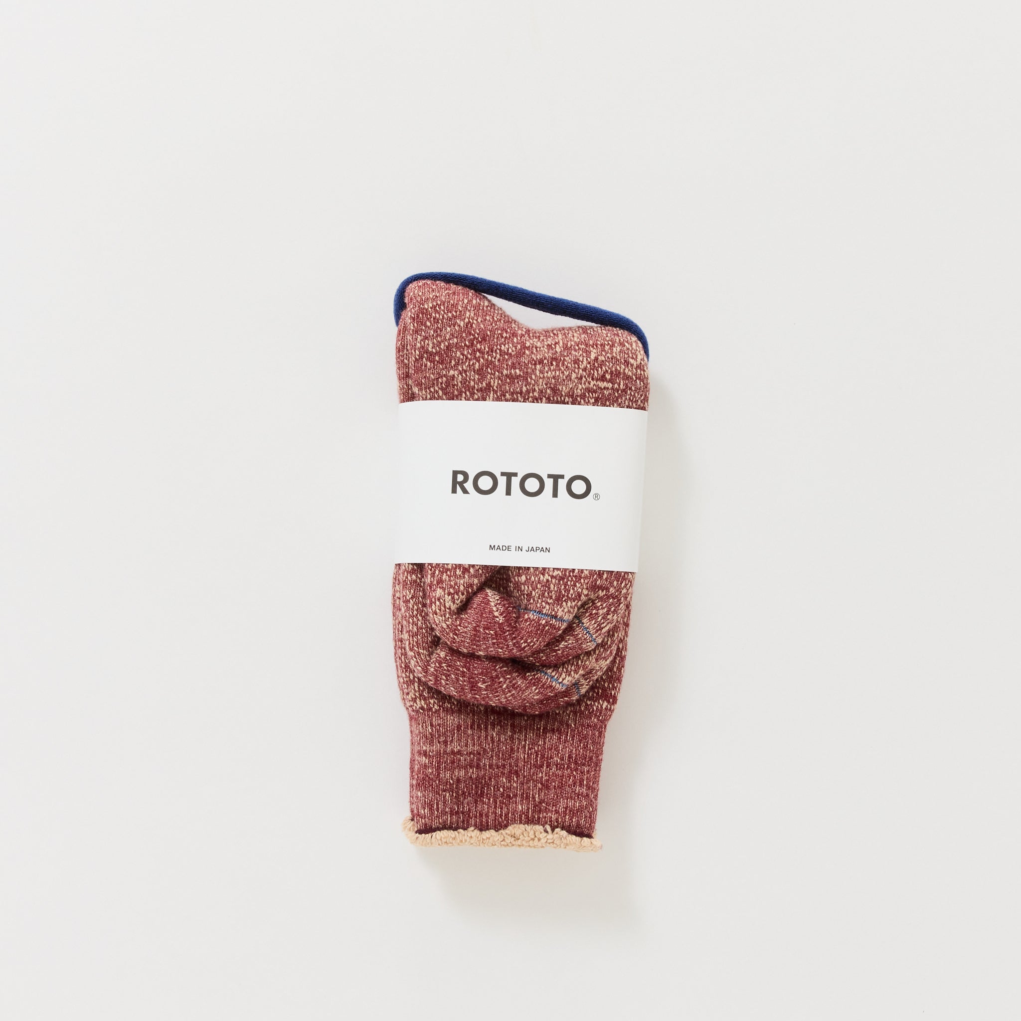 Rototo | Double Face Crew Socks Dark Red/Brown | Maplestore